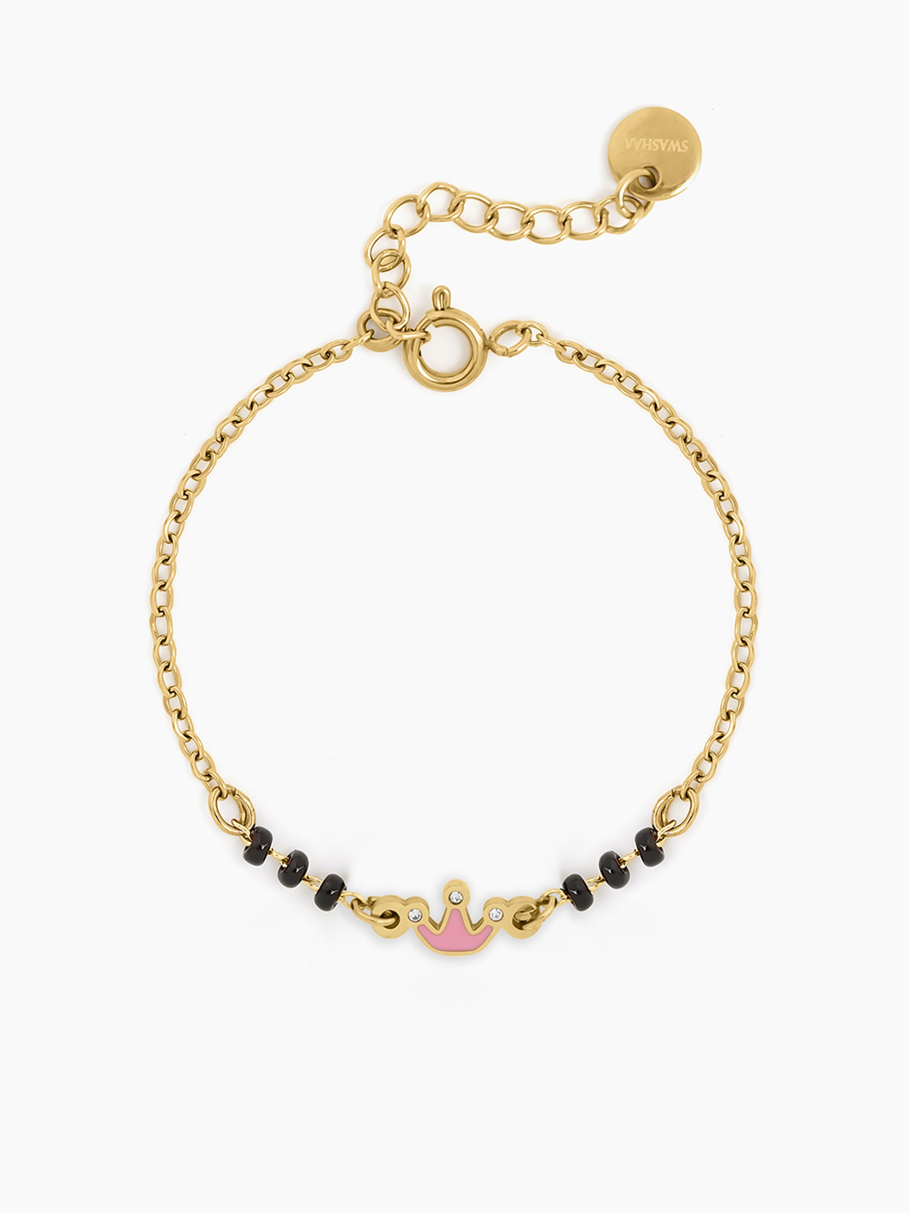 Pink Crown 18K Gold Plated Kid's Nazariya Bracelet Gold