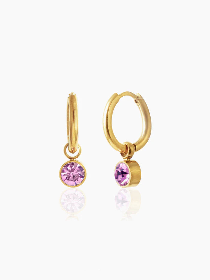Pink Diamond 18K Gold Plated Kid's Hoops Earrings Gold
