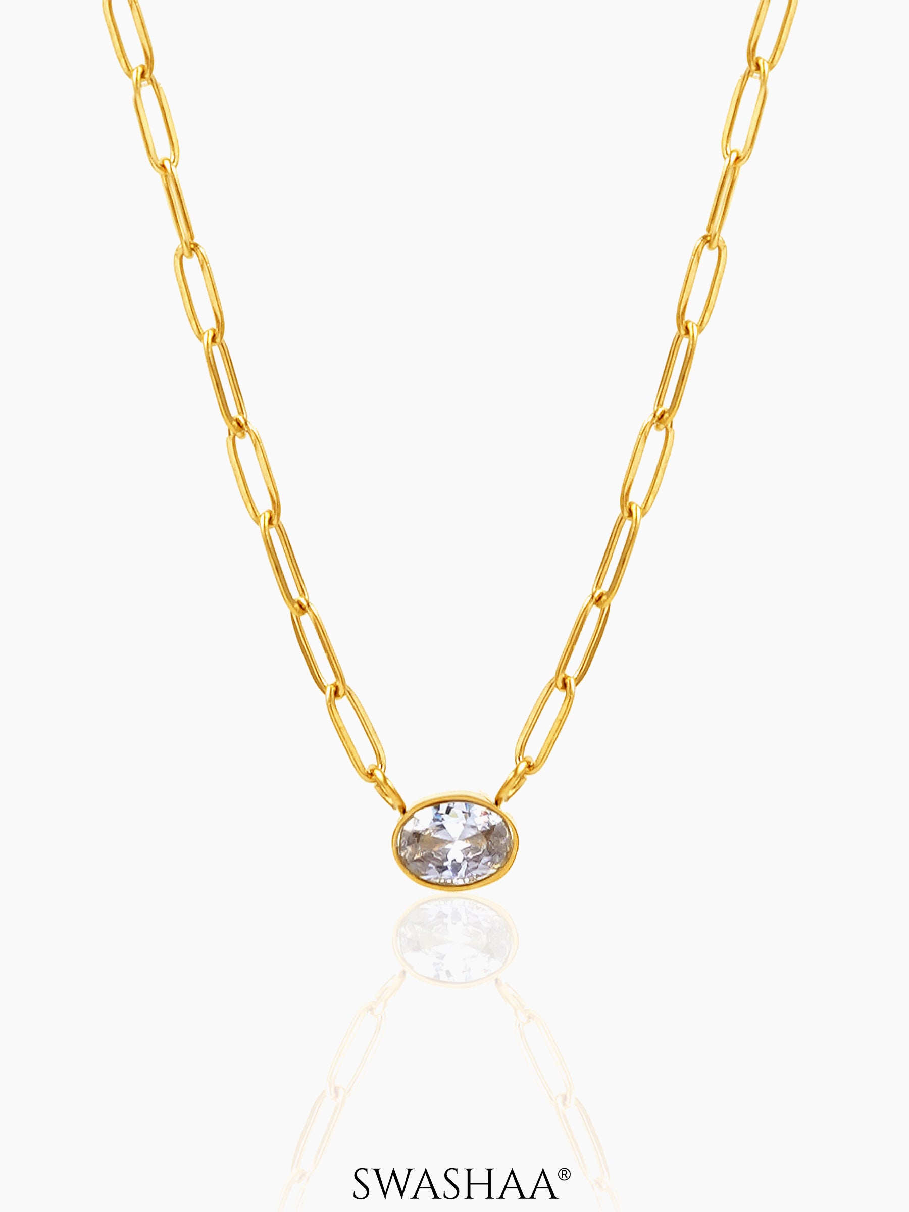 Pinsk Solitaire 18K Gold Plated Necklace Gold