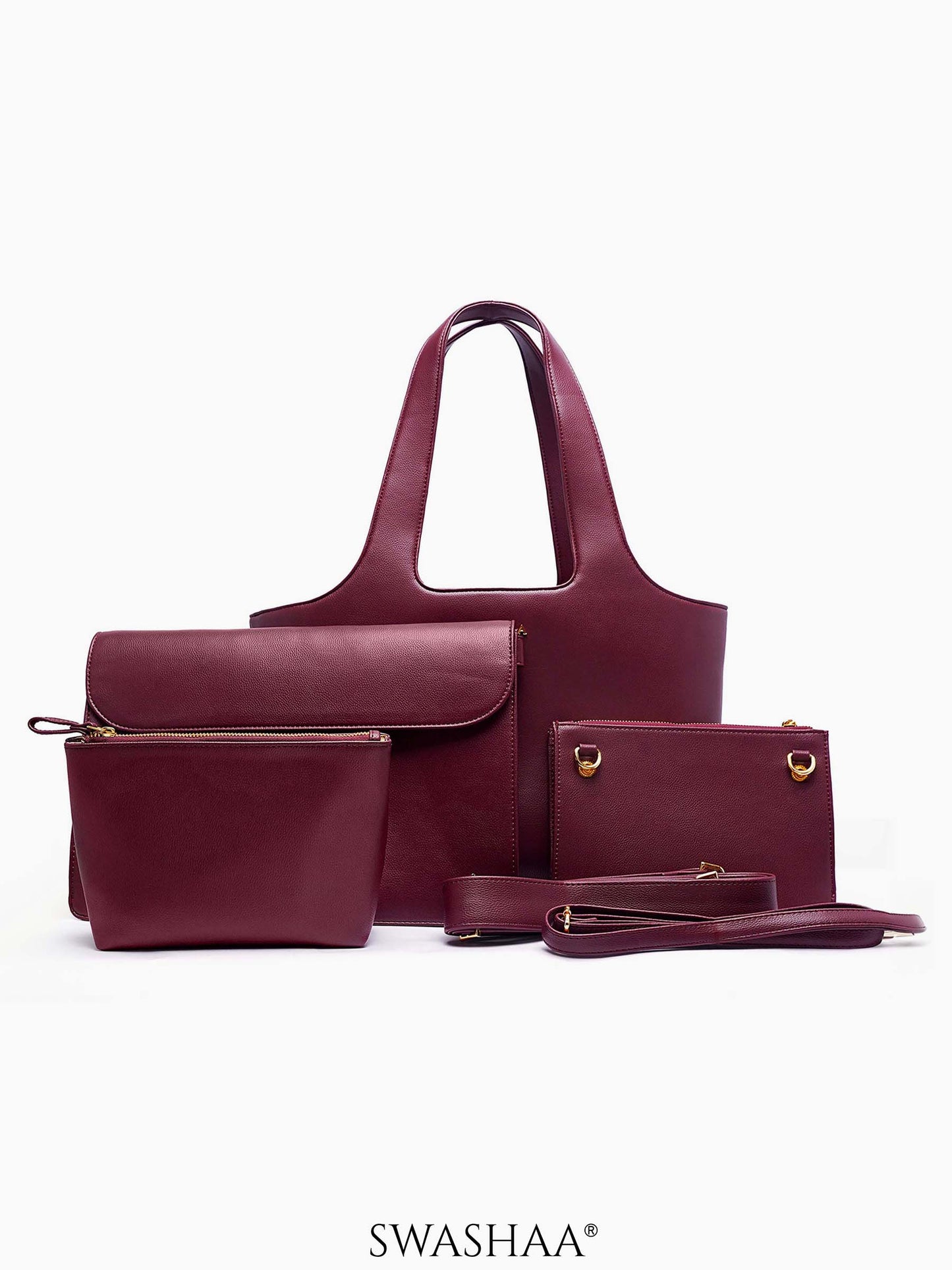 Plum Burgundy Bliss Leather Tote Bag