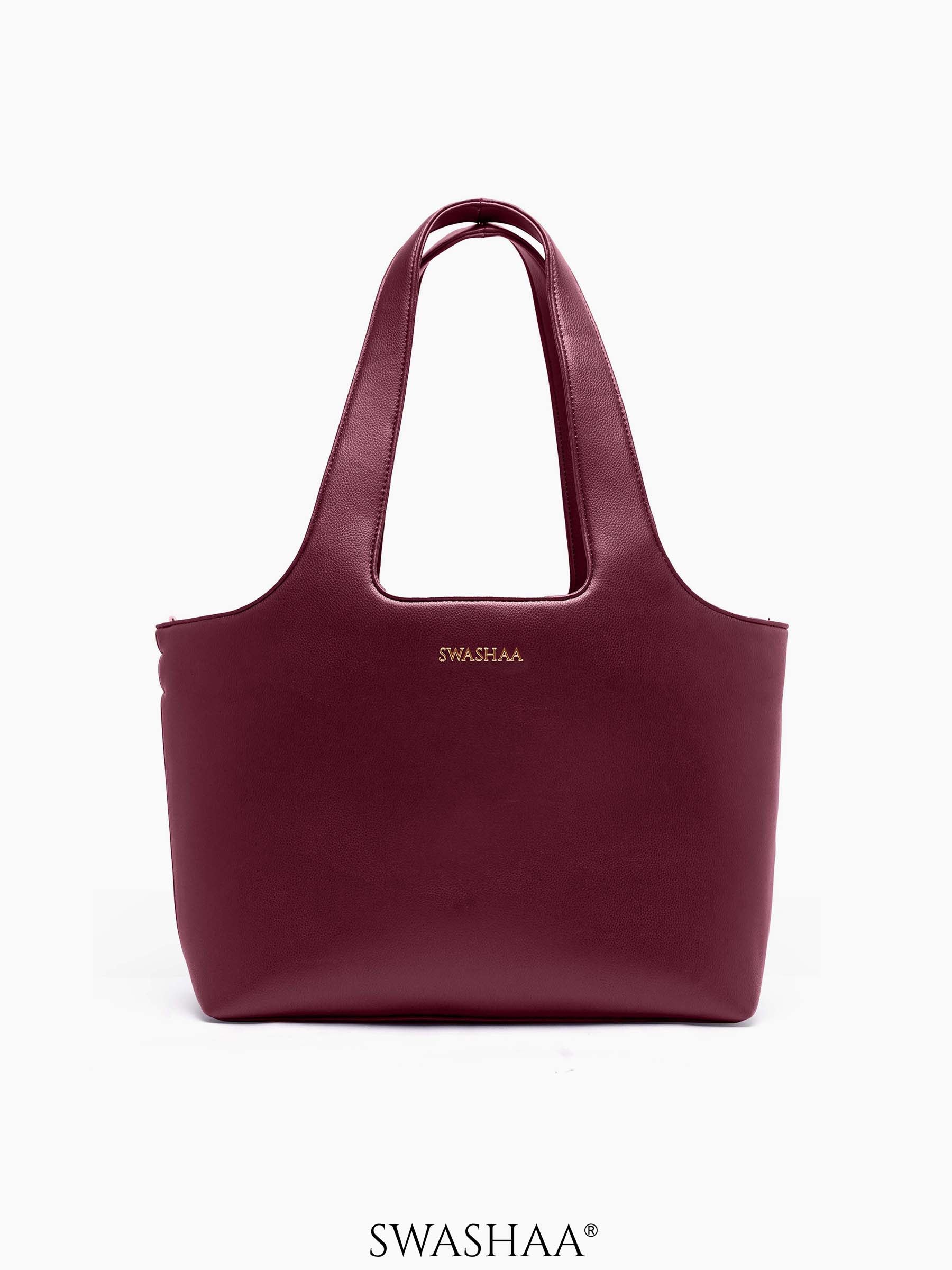 Plum Burgundy Bliss Leather Tote Bag Plum Burgundy