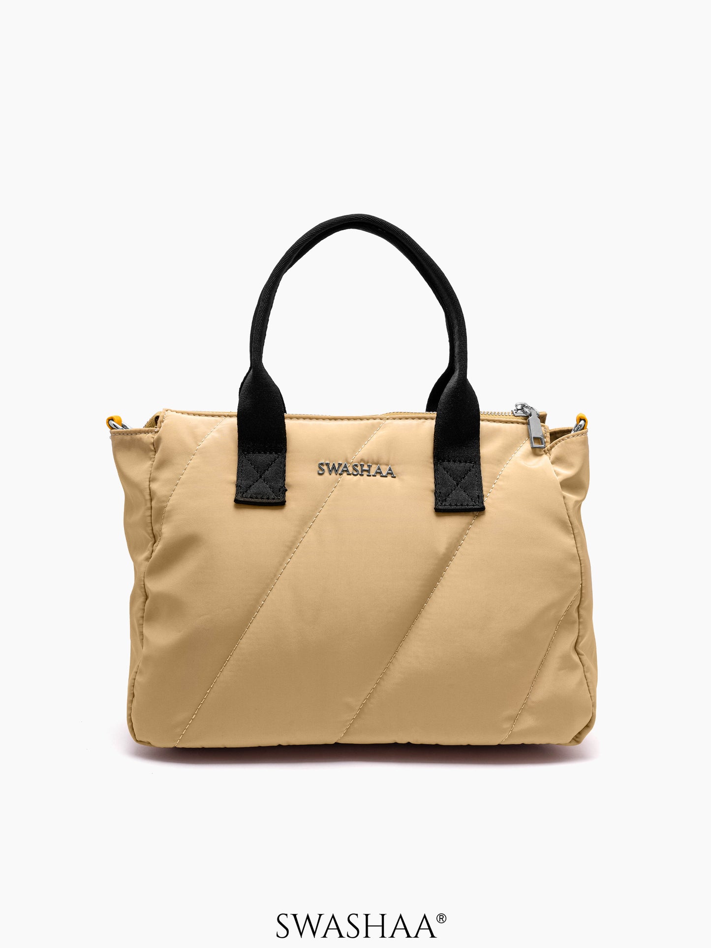Plum Nylon Hand Bag Beige