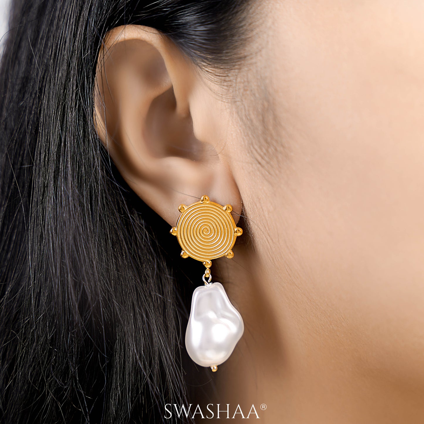 Sarina Pearl 18K Gold Plated Earrings