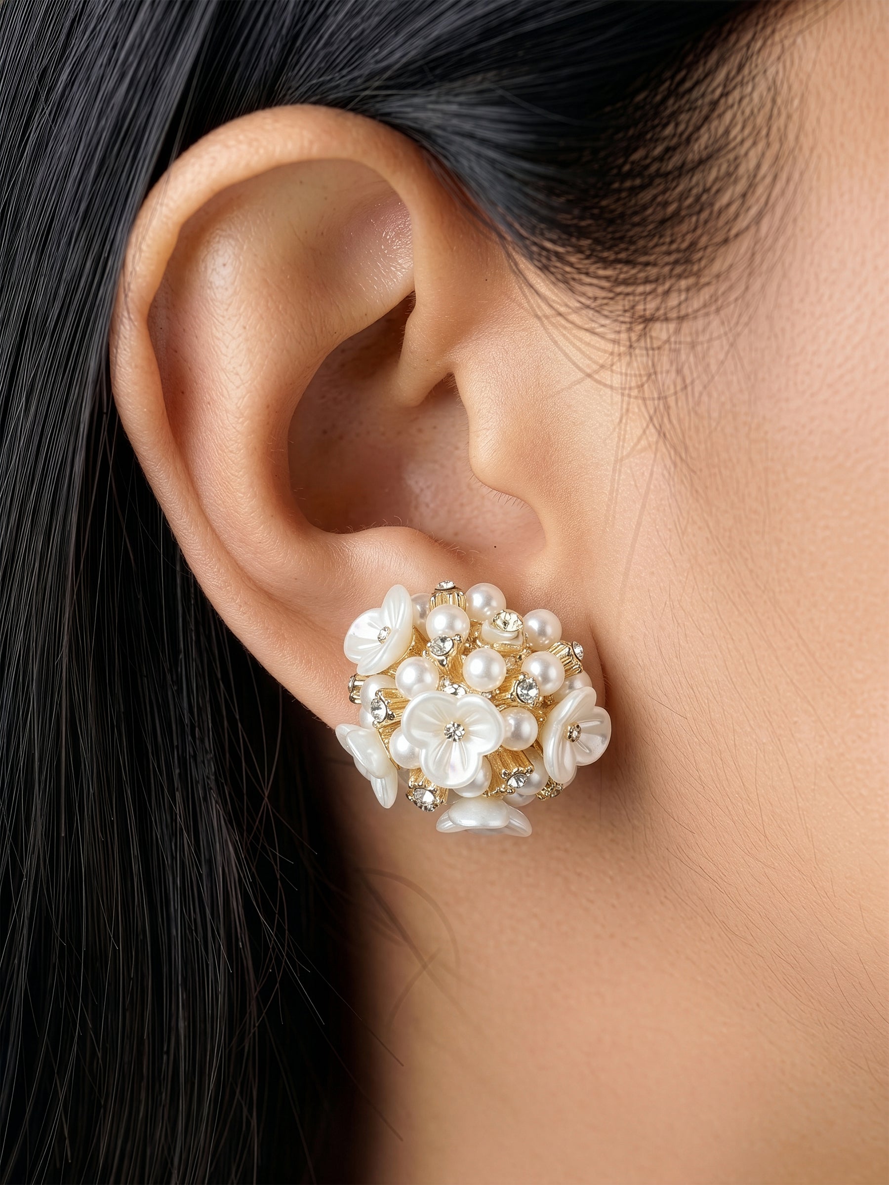 Popcorn Pearl Flower Earrings