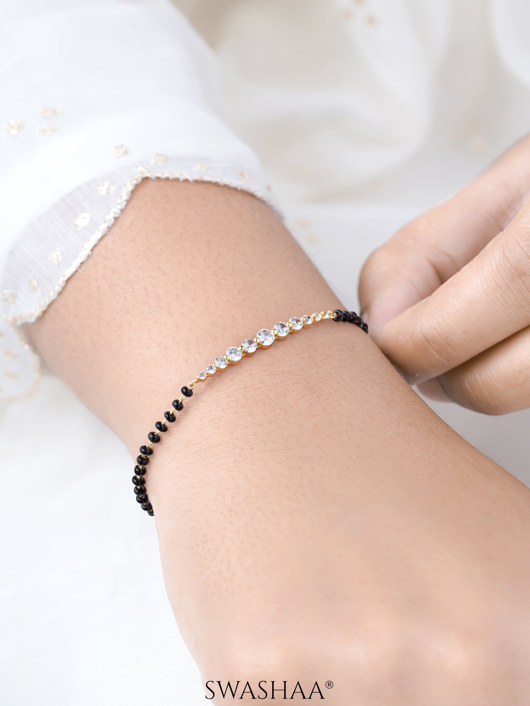 Pranika Diamond Bar Mangalsutra Bracelet