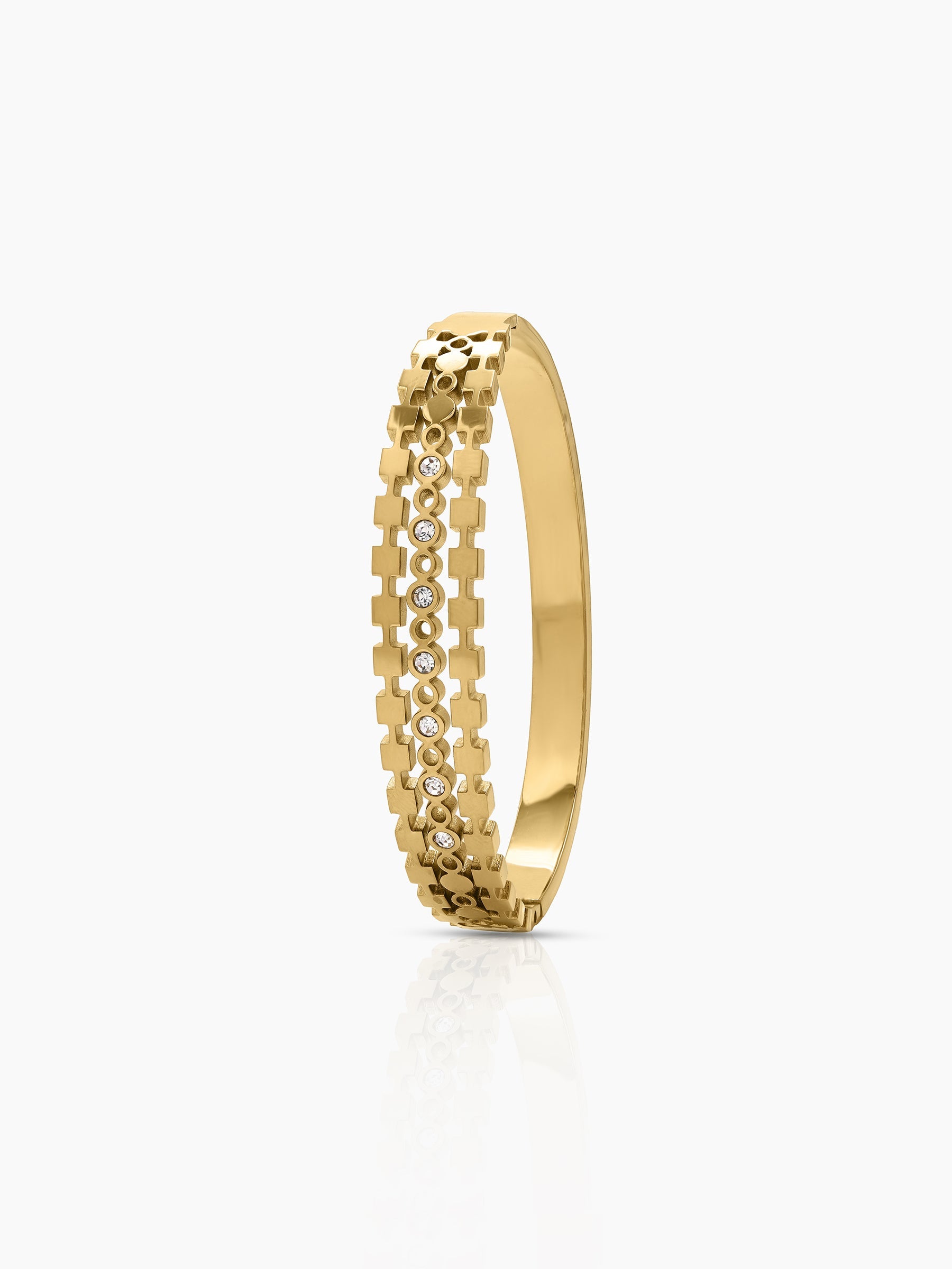 Qanira Diamond 18K Gold Plated Small Wrist Band Bracelet Gold S