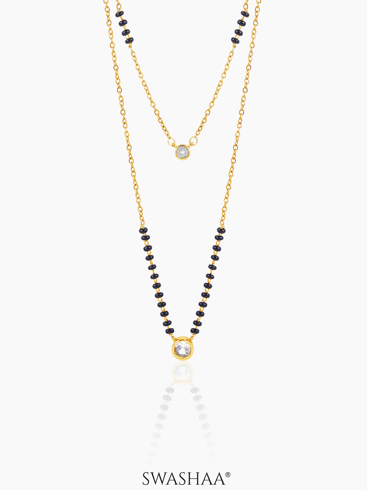 Quilla Dual Layered Diamond Stud 18K Gold Plated Mangalsutra Gold