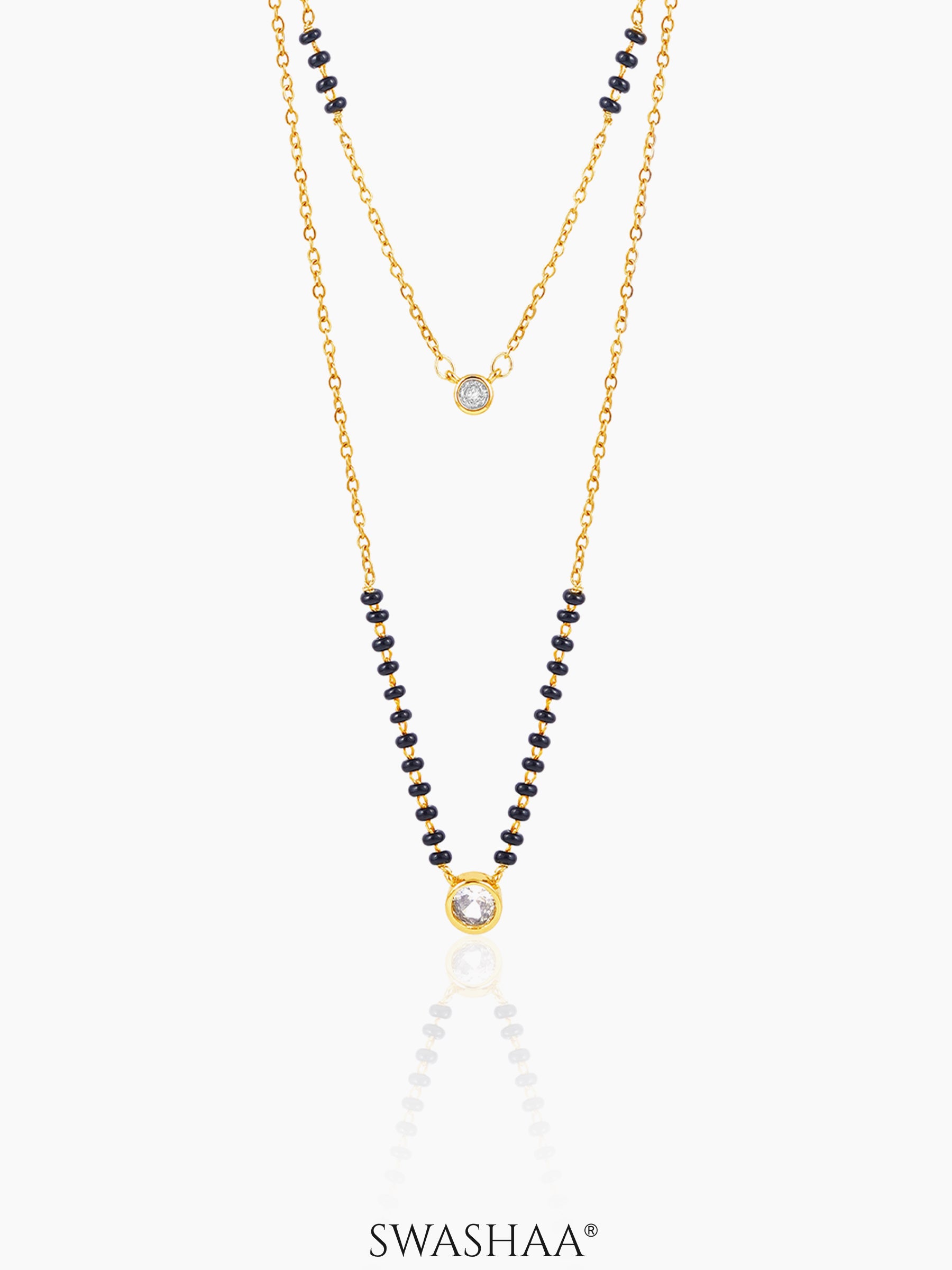 Quilla Dual Layered Diamond Stud 18K Gold Plated Mangalsutra Gold