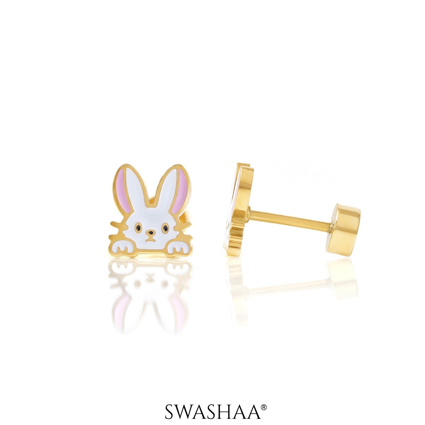 Ra Ra Rabbit 18K Gold Plated Kid's Earrings Gold