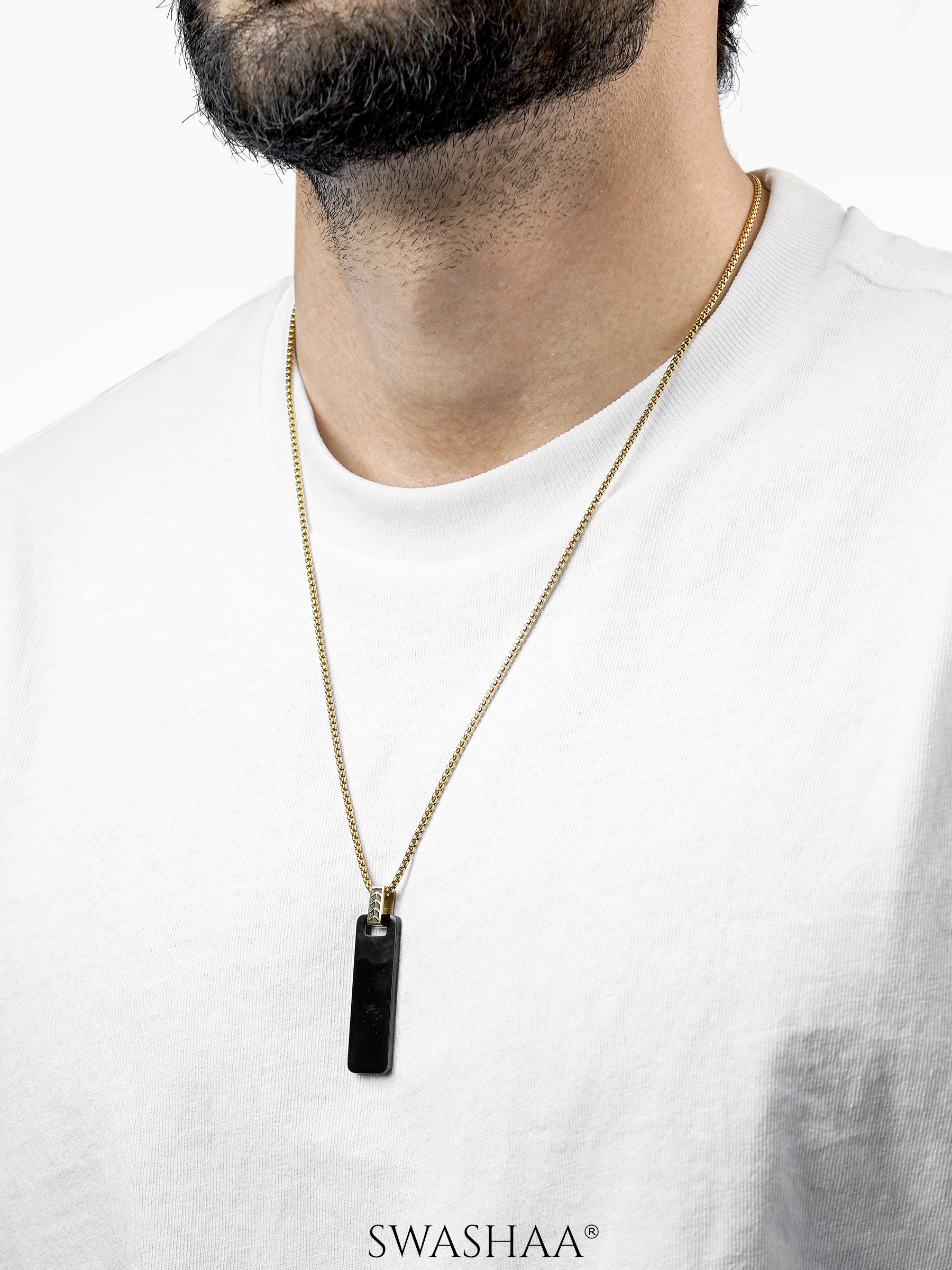 Zoren Tag 18K Gold Plated Men's Chain Pendant