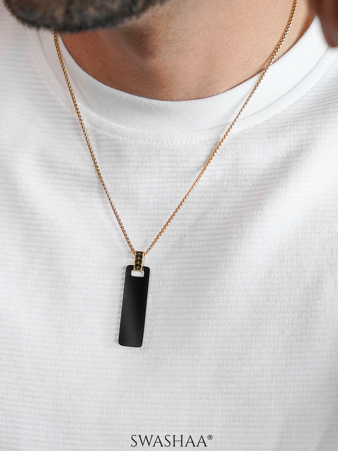 Zoren Tag 18K Gold Plated Men's Chain Pendant