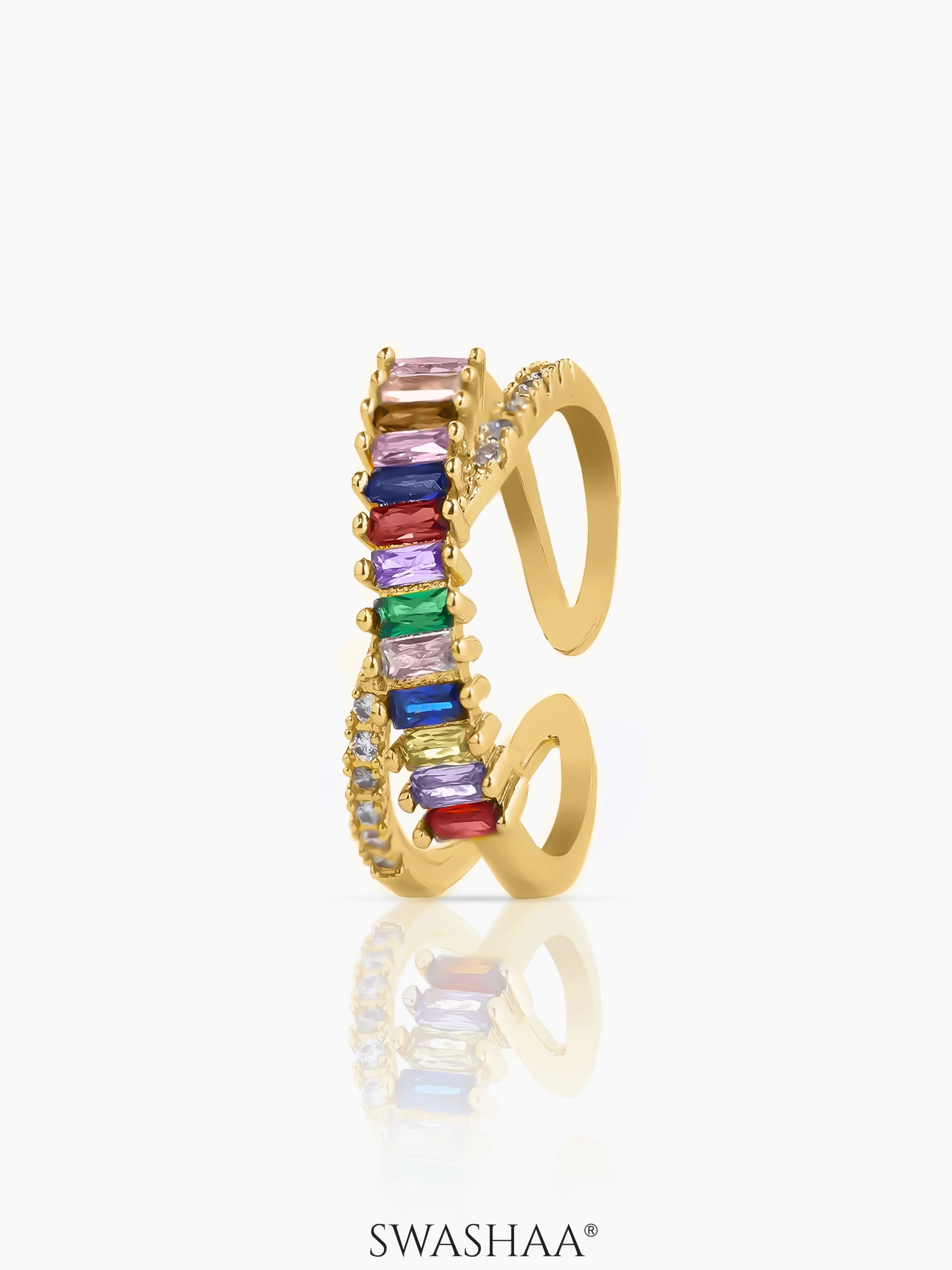 Rainbow 18K Gold Plated Ring Gold