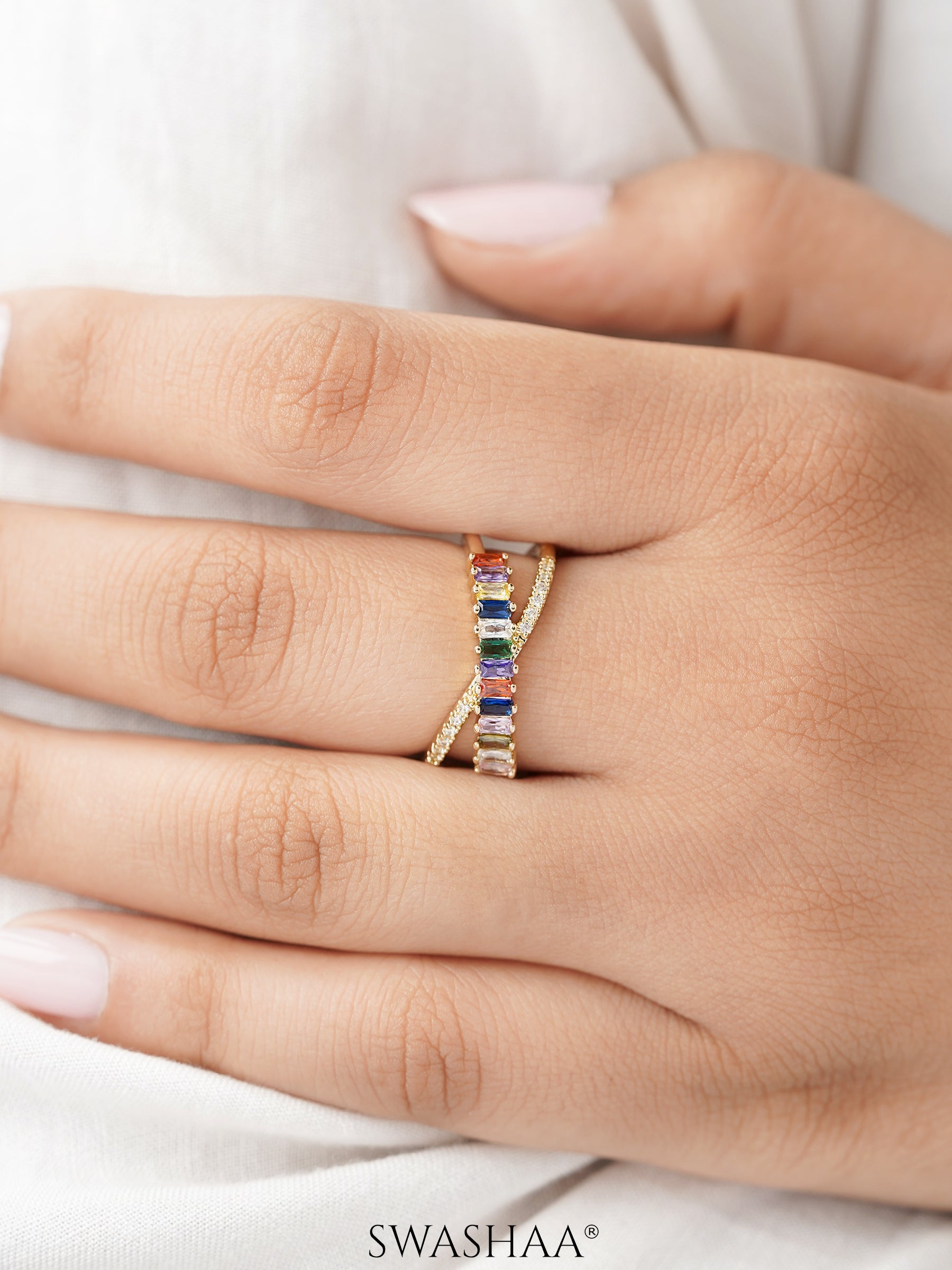 Rainbow 18K Gold Plated Ring