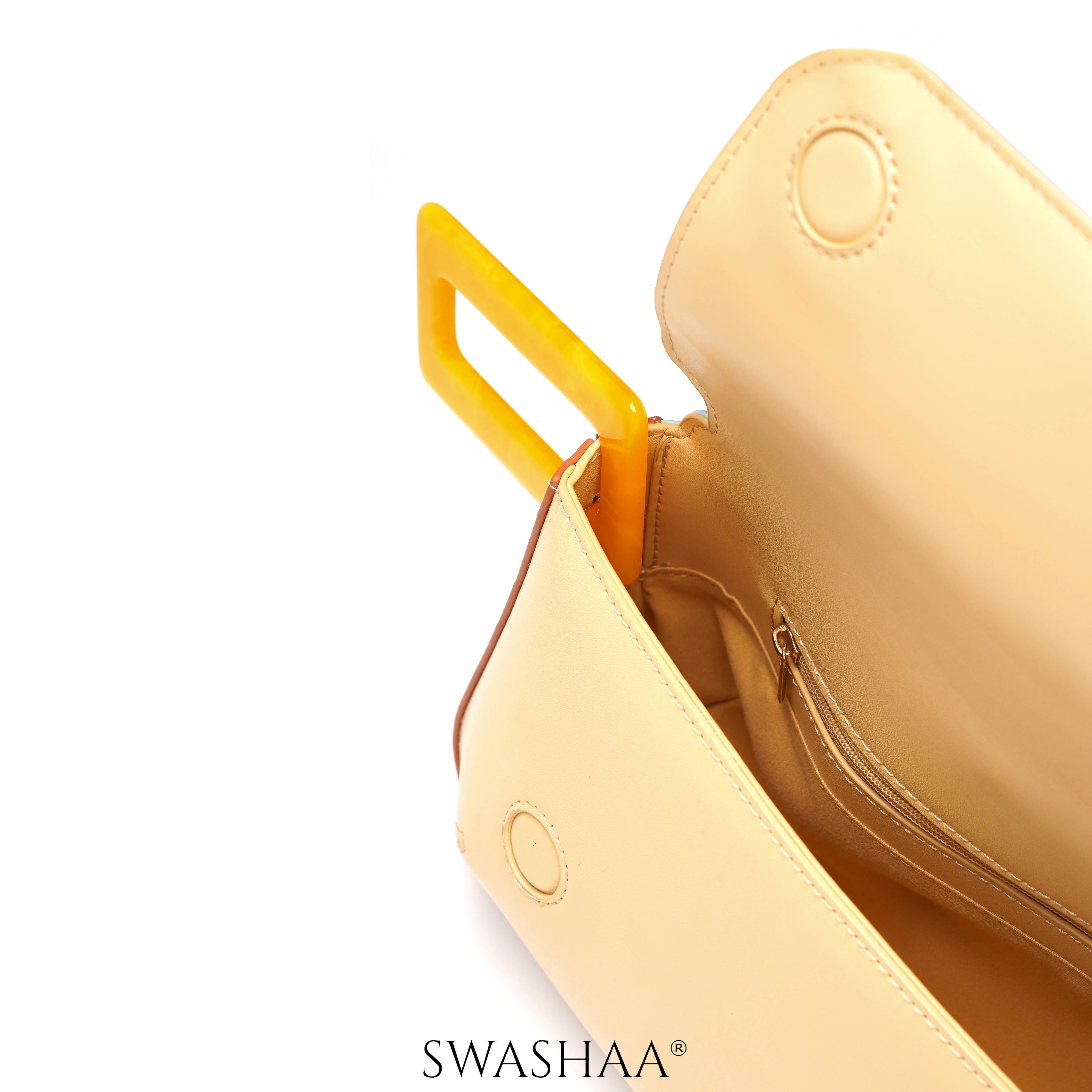 Rea Geometic Flap Leather Shoulder Bag