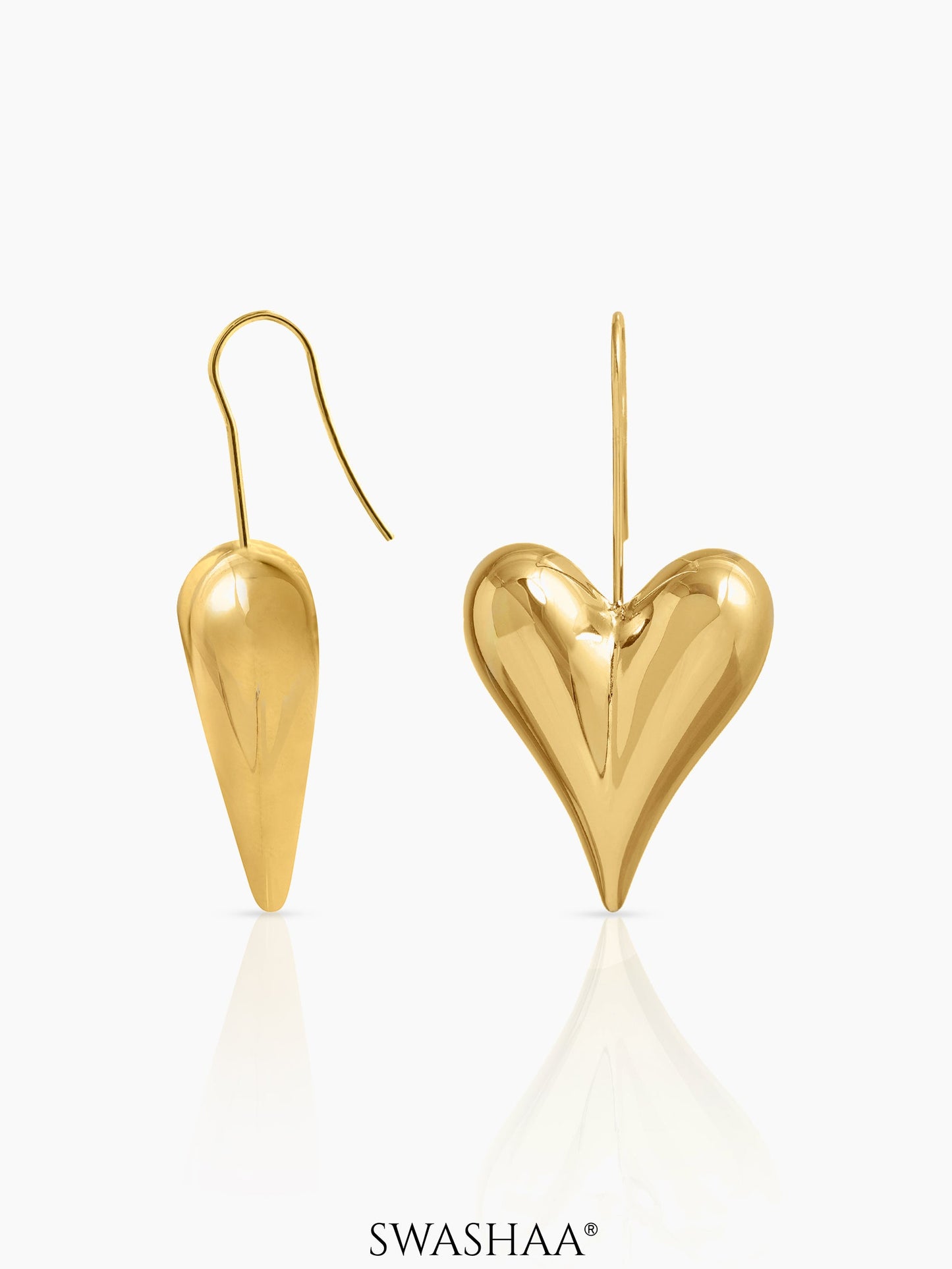 Reeva Heart 18K Gold Plated Women's Drop Earrings