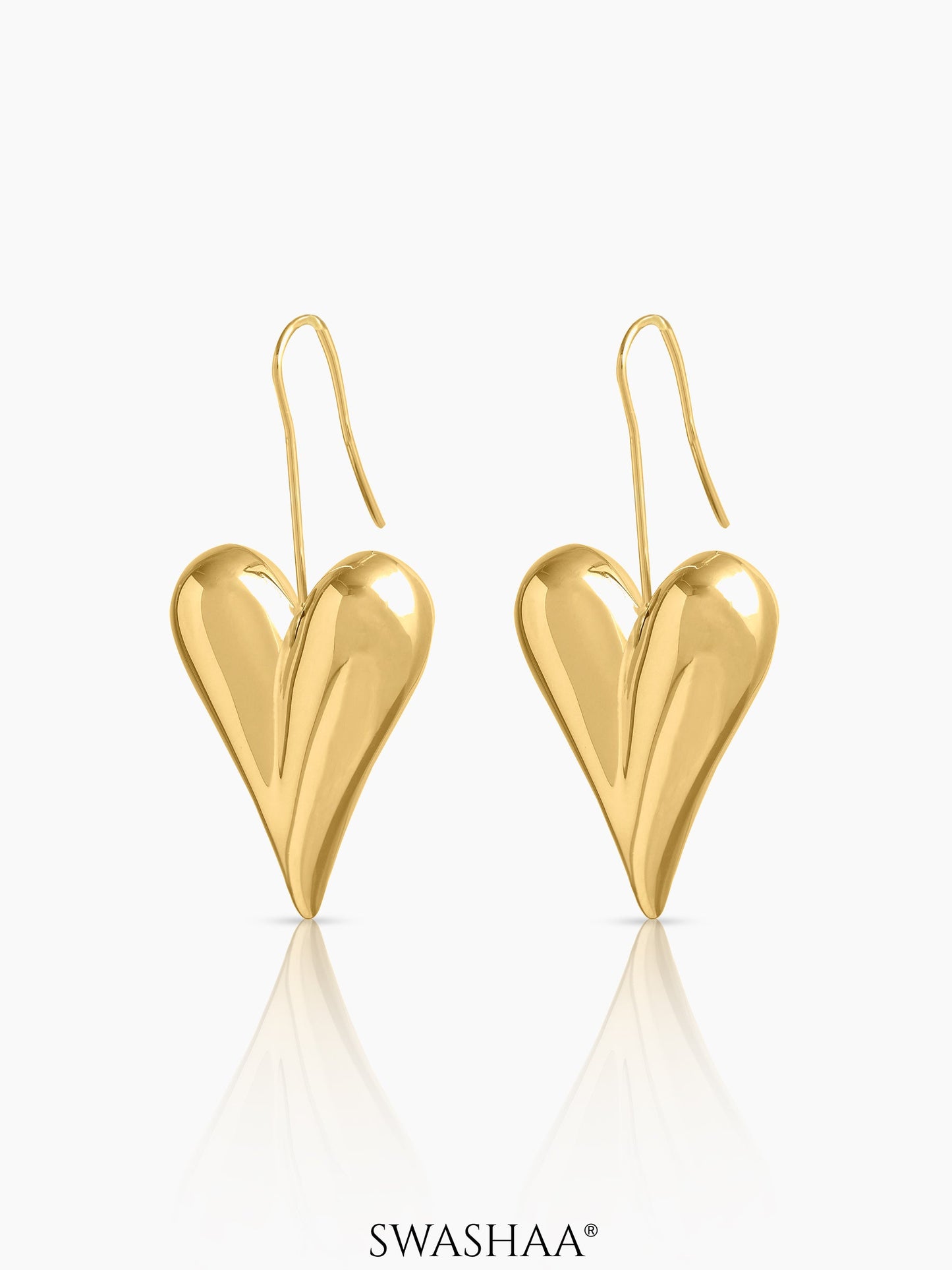 Reeva Heart 18K Gold Plated Women's Drop Earrings 18K Gold Plated