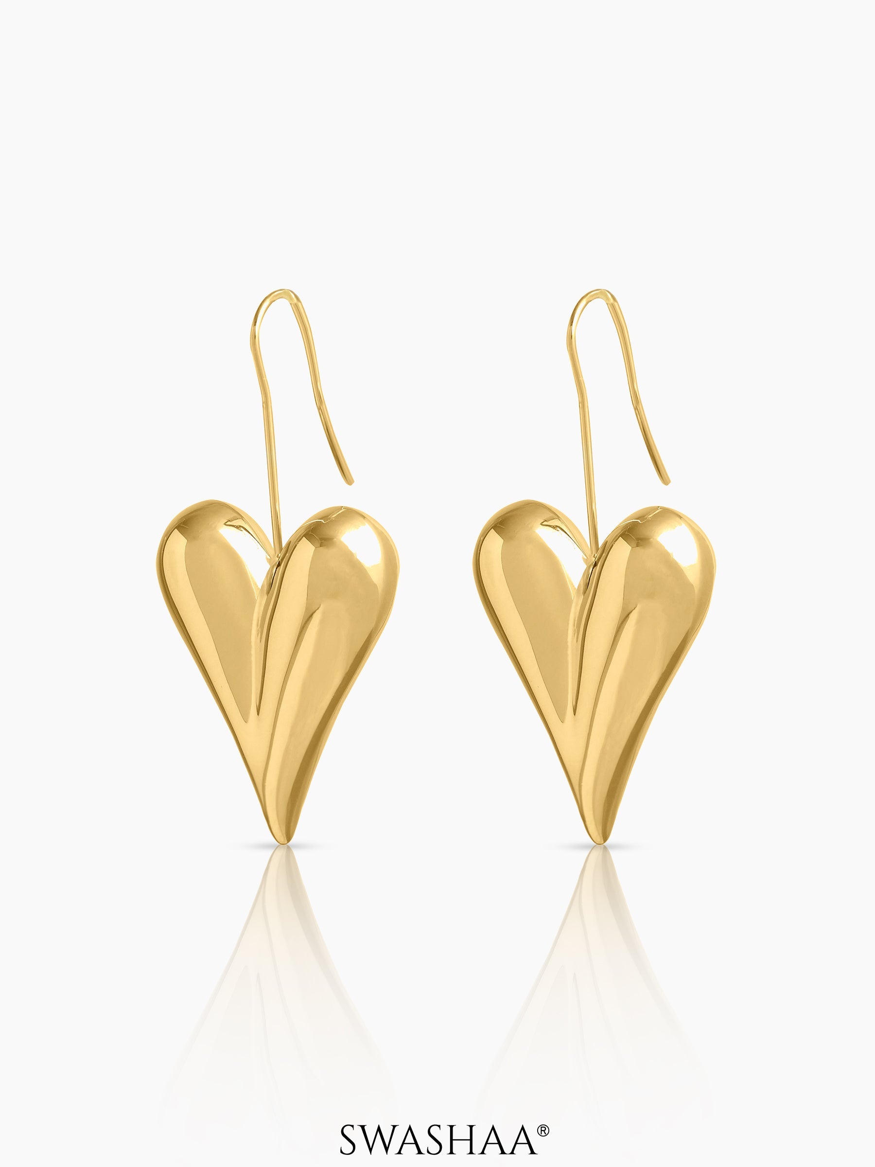 Reeva Heart 18K Gold Plated Women's Drop Earrings 18K Gold Plated