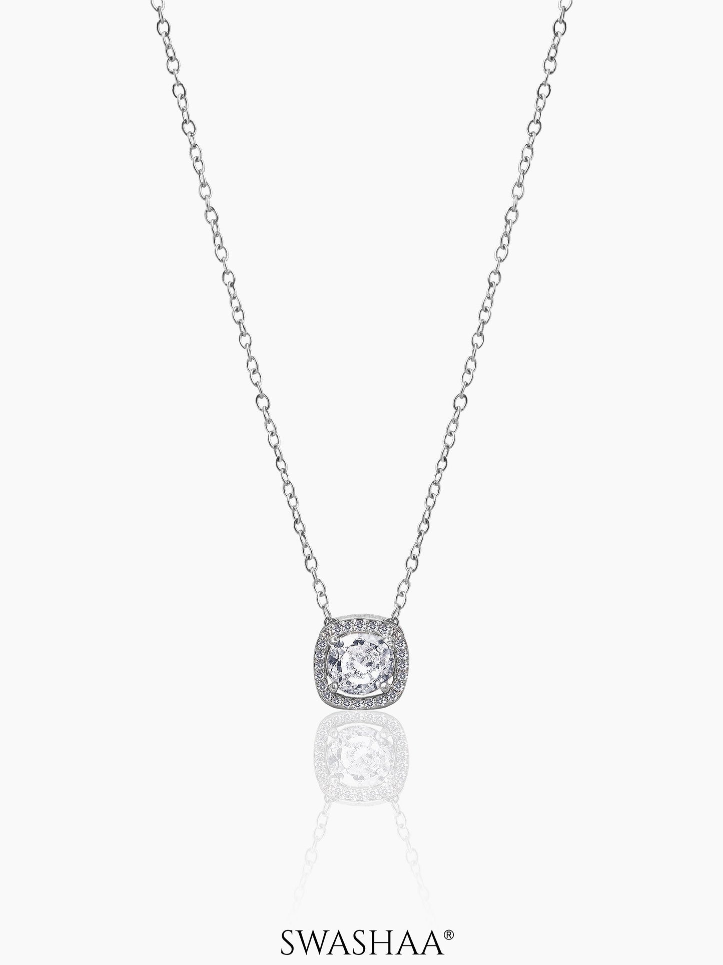 Reine Solitaire Diamond Necklace Silver