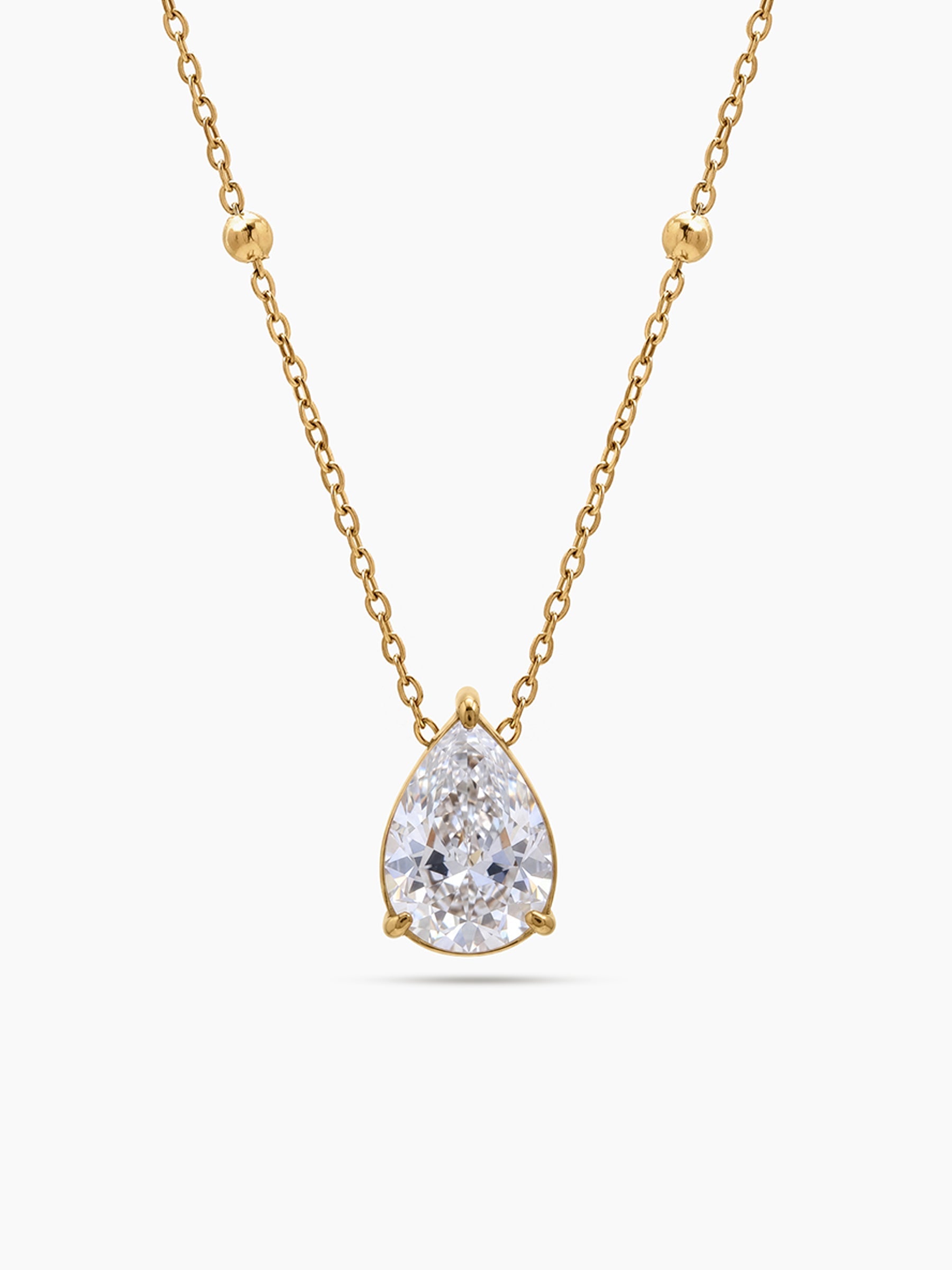 Renita Pear Solitaire 18K Gold Plated Necklace Gold