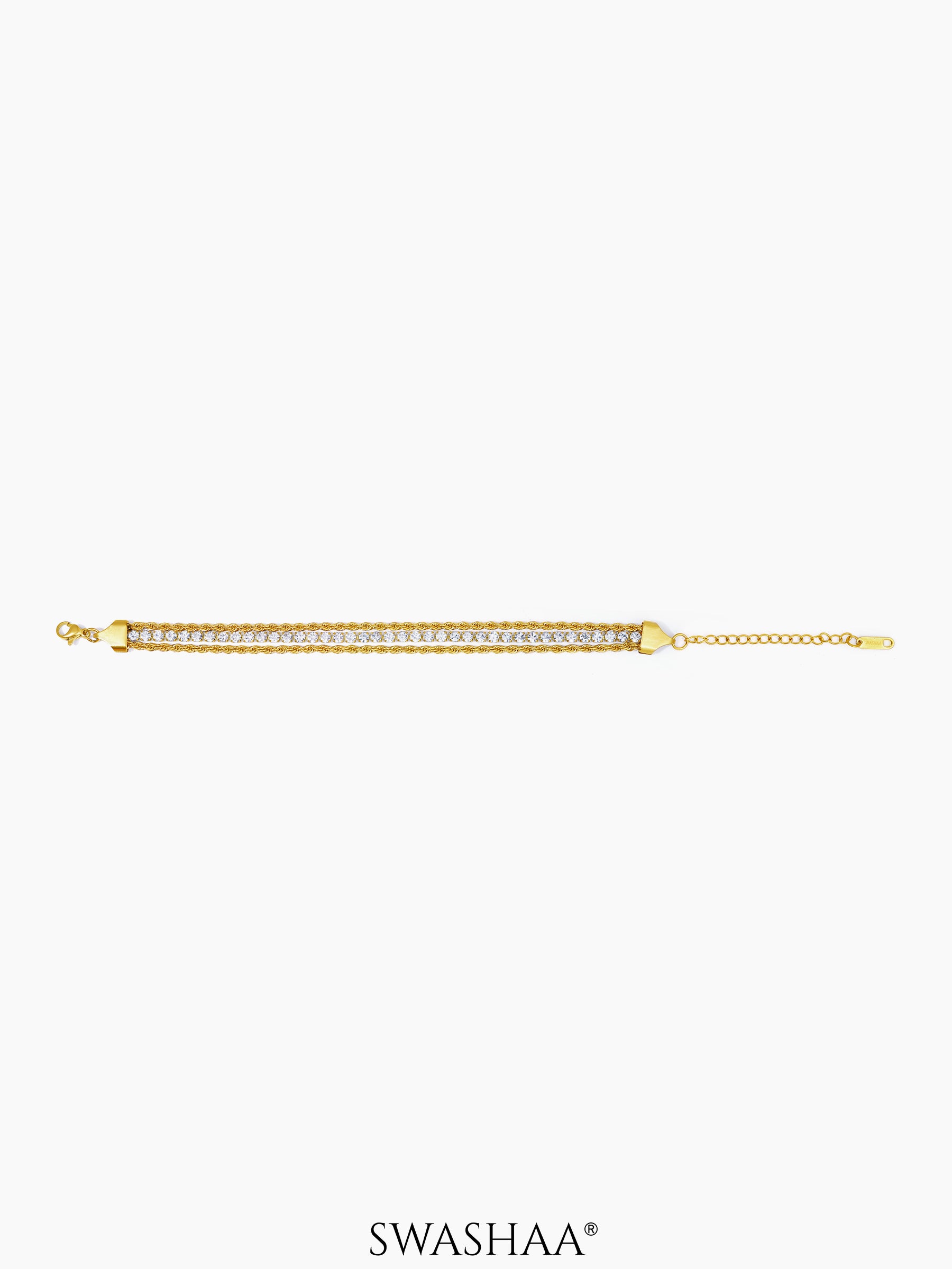 Reya Diamond Layered Rope 18K Gold Plated Bracelet White - 18K Gold