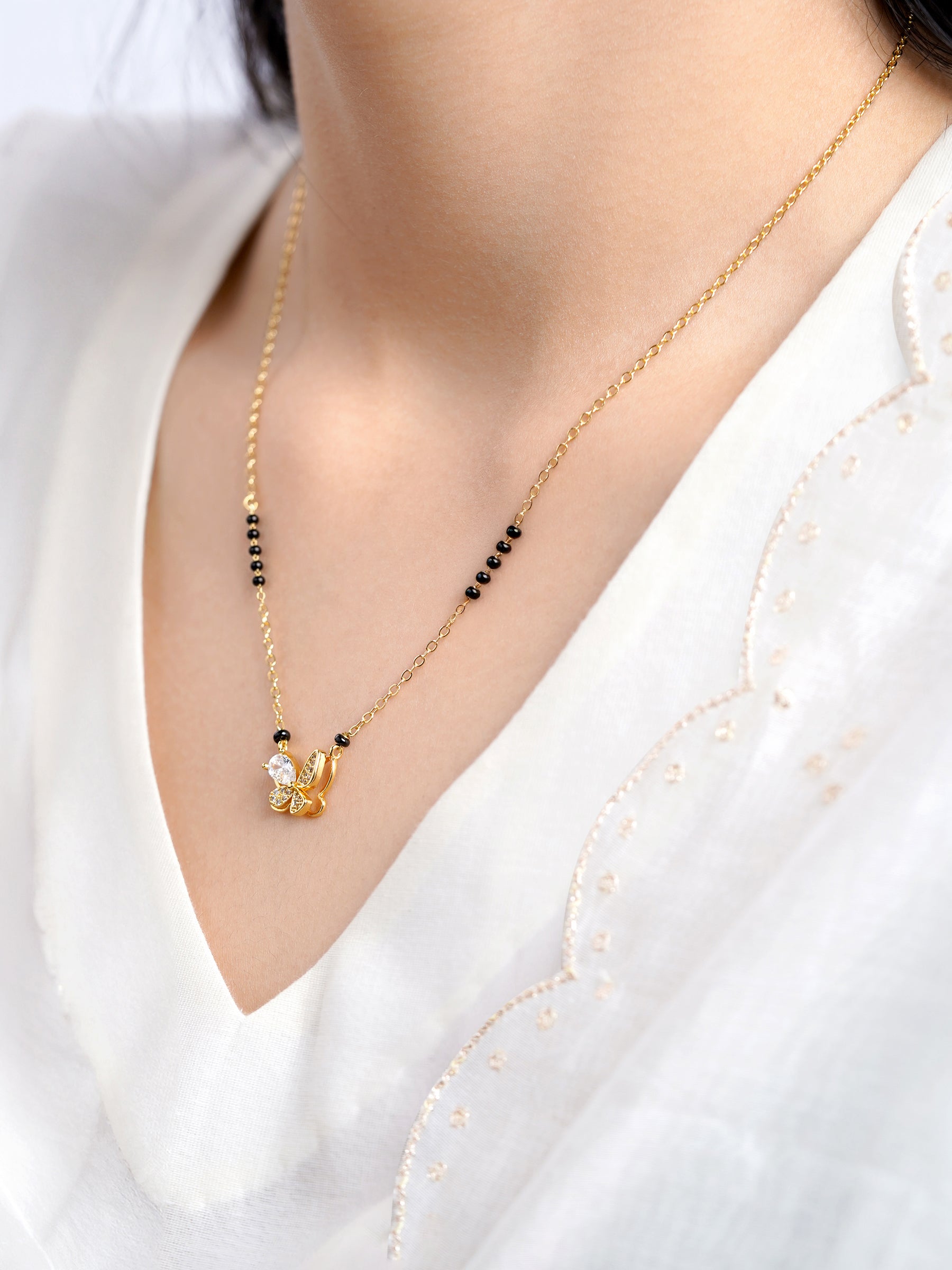 Ridhima Butterfly Diamond 18K Gold Plated Mangalsutra