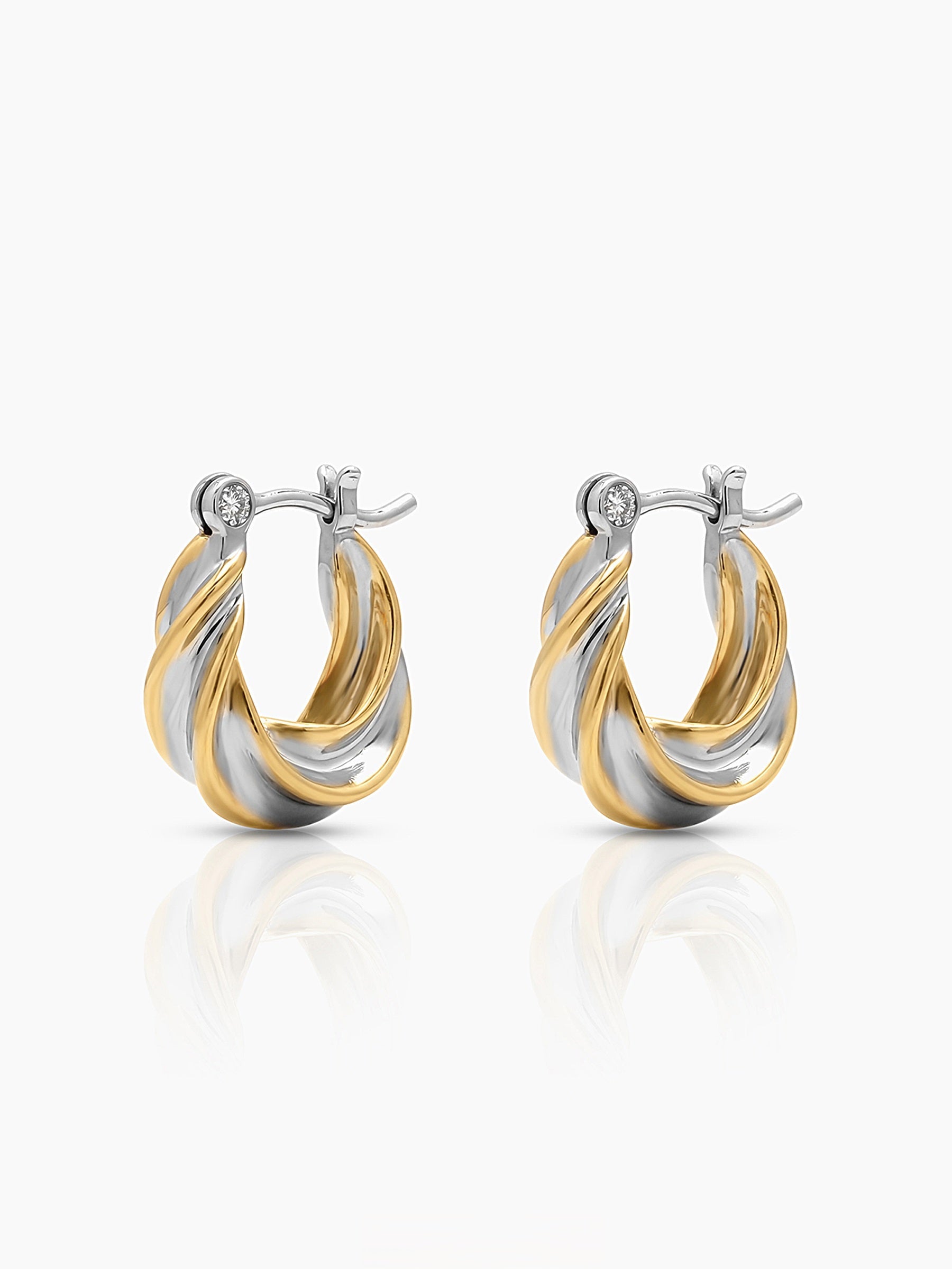 Riona Dual Tone Hoop Earrings