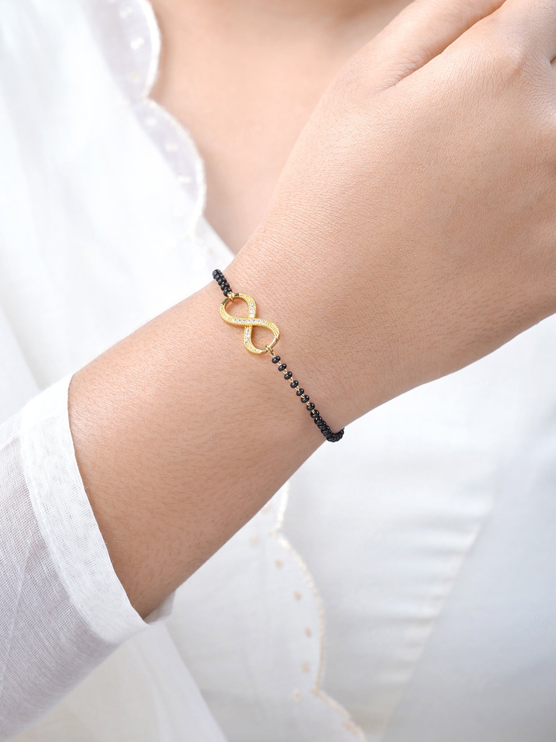 Riyana Infinity 18K Gold Plated Mangalsutra Bracelet