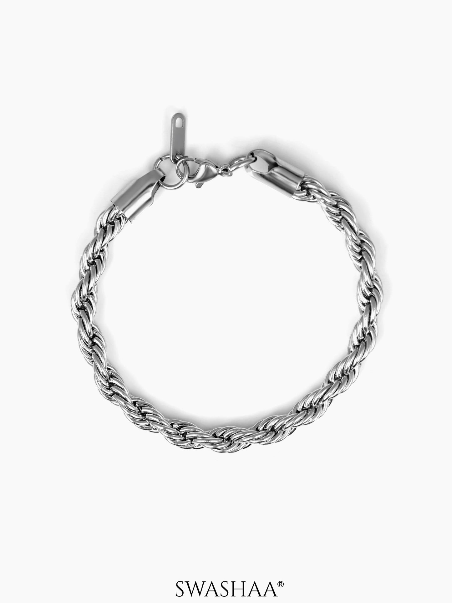 Rope Chain Men's Bracelet Silver 6 MM