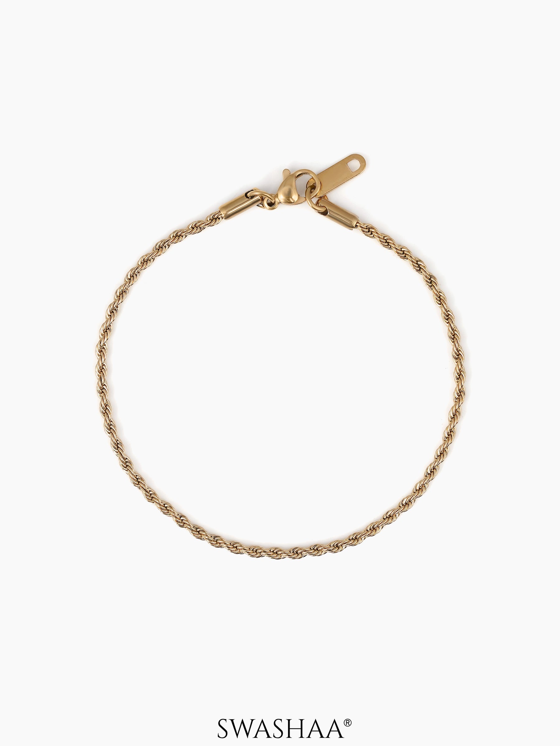 Rope Chain Men's Bracelet 18K Gold Plated 2 MM