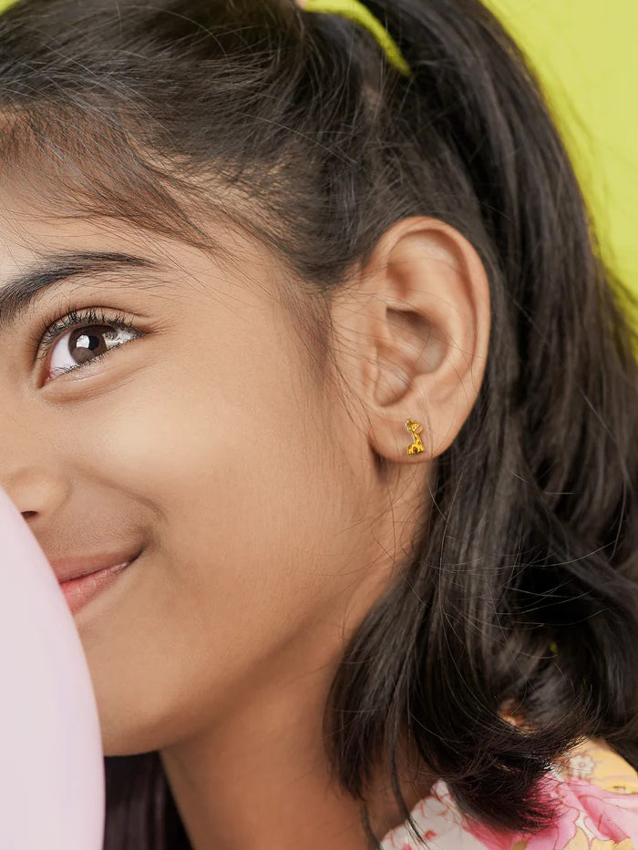 Rooh Giraffe 18K Gold Plated Kid's Earrings