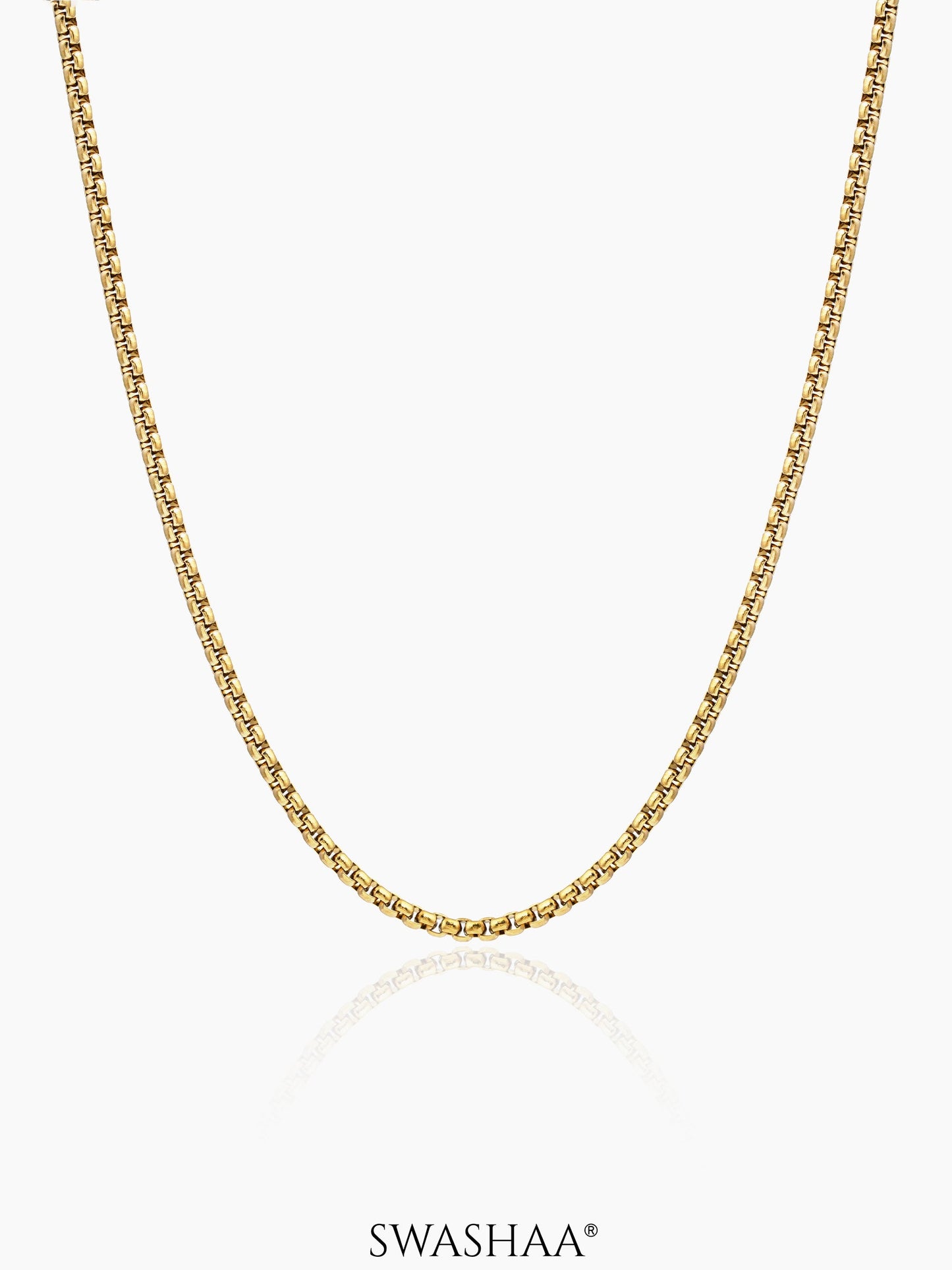 Round Box Men's Chain 18K Gold Plated