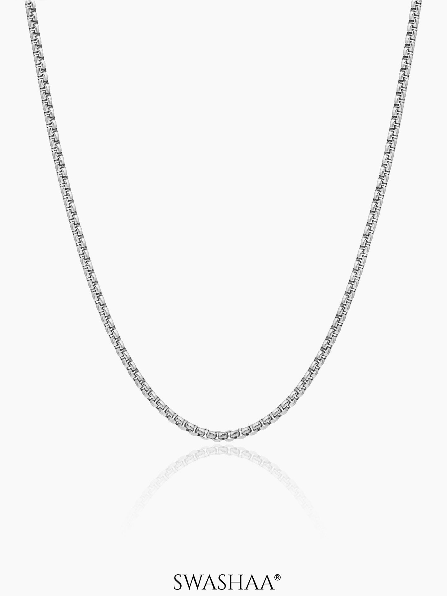 Round Box Men's Chain Silver