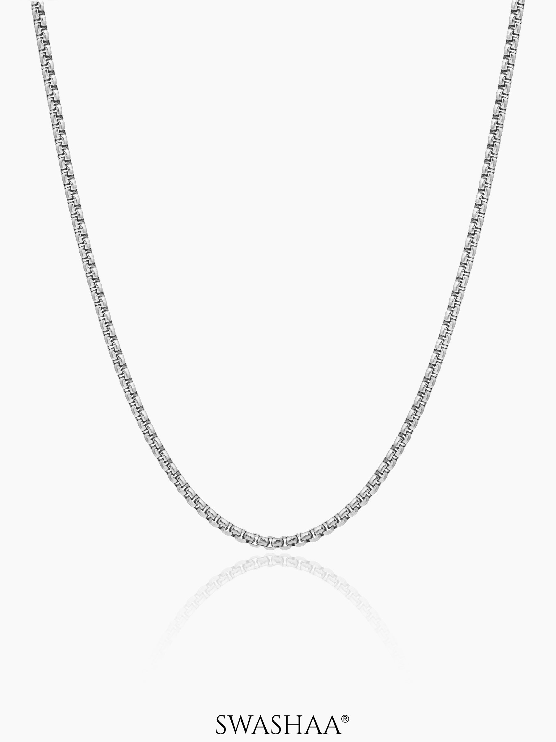 Round Box Men's Chain Silver