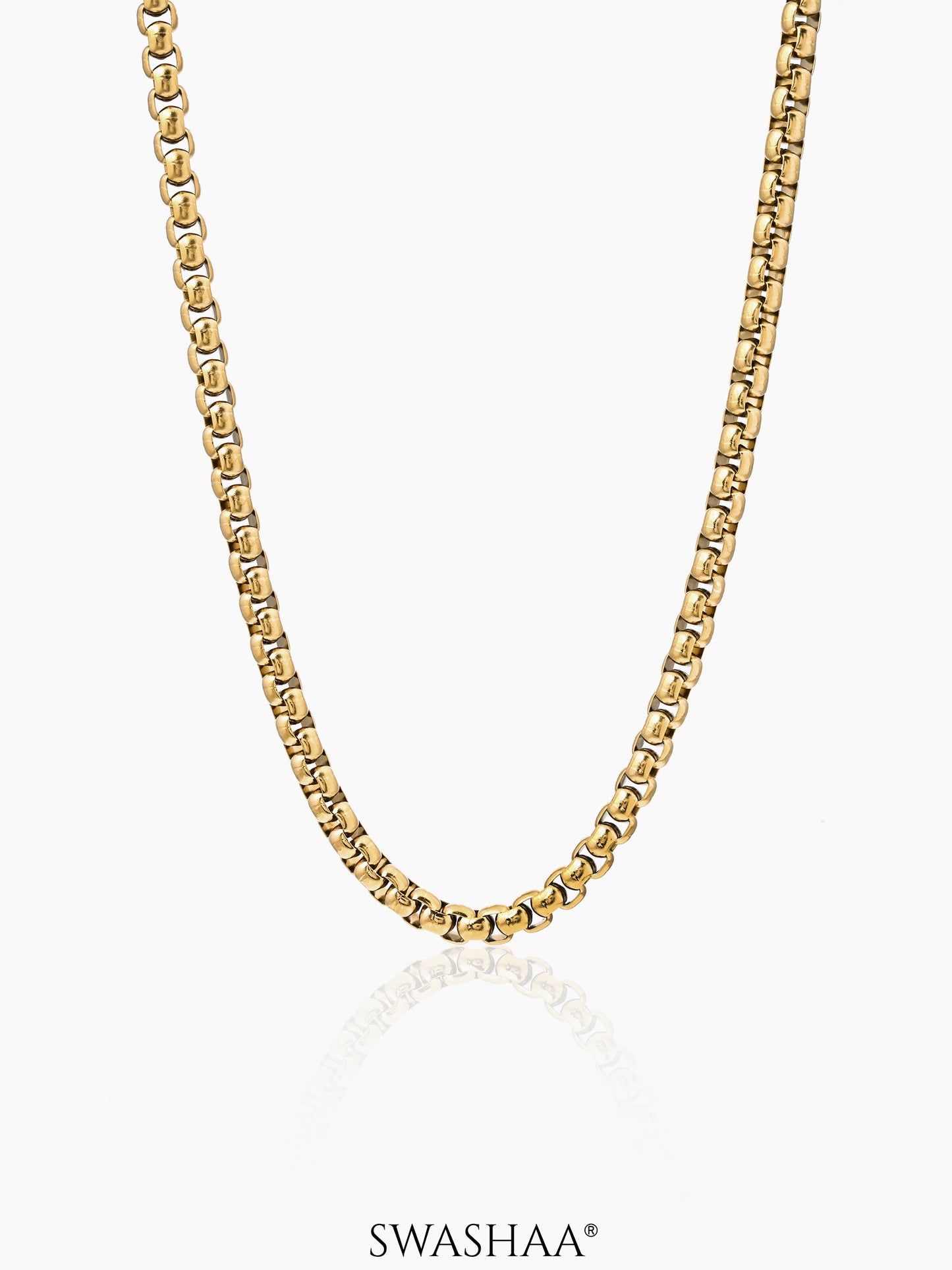 Round Box 5 MM Men's Chain 18K Gold Plated