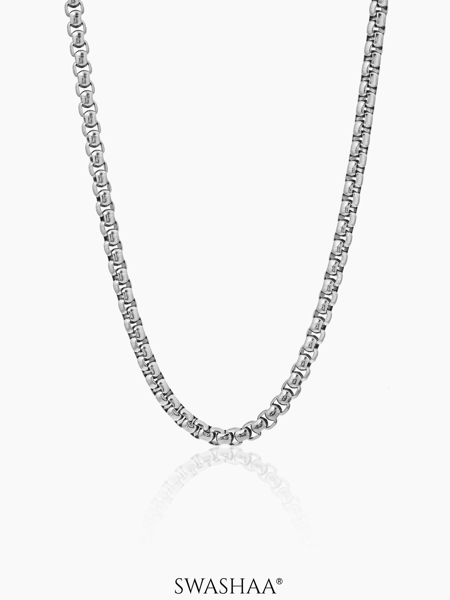 Round Box 5 MM Men's Chain Silver
