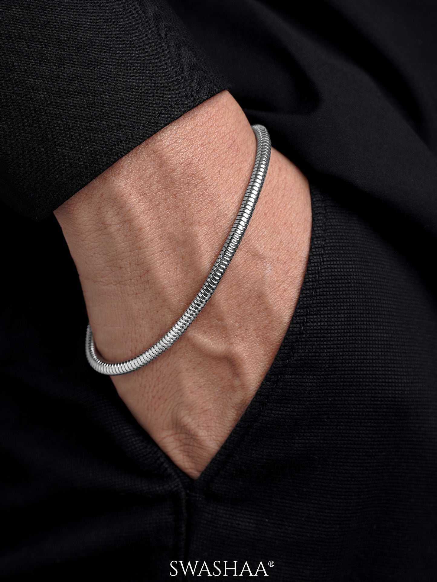 Round Snake Chain 4 MM Men's Bracelet