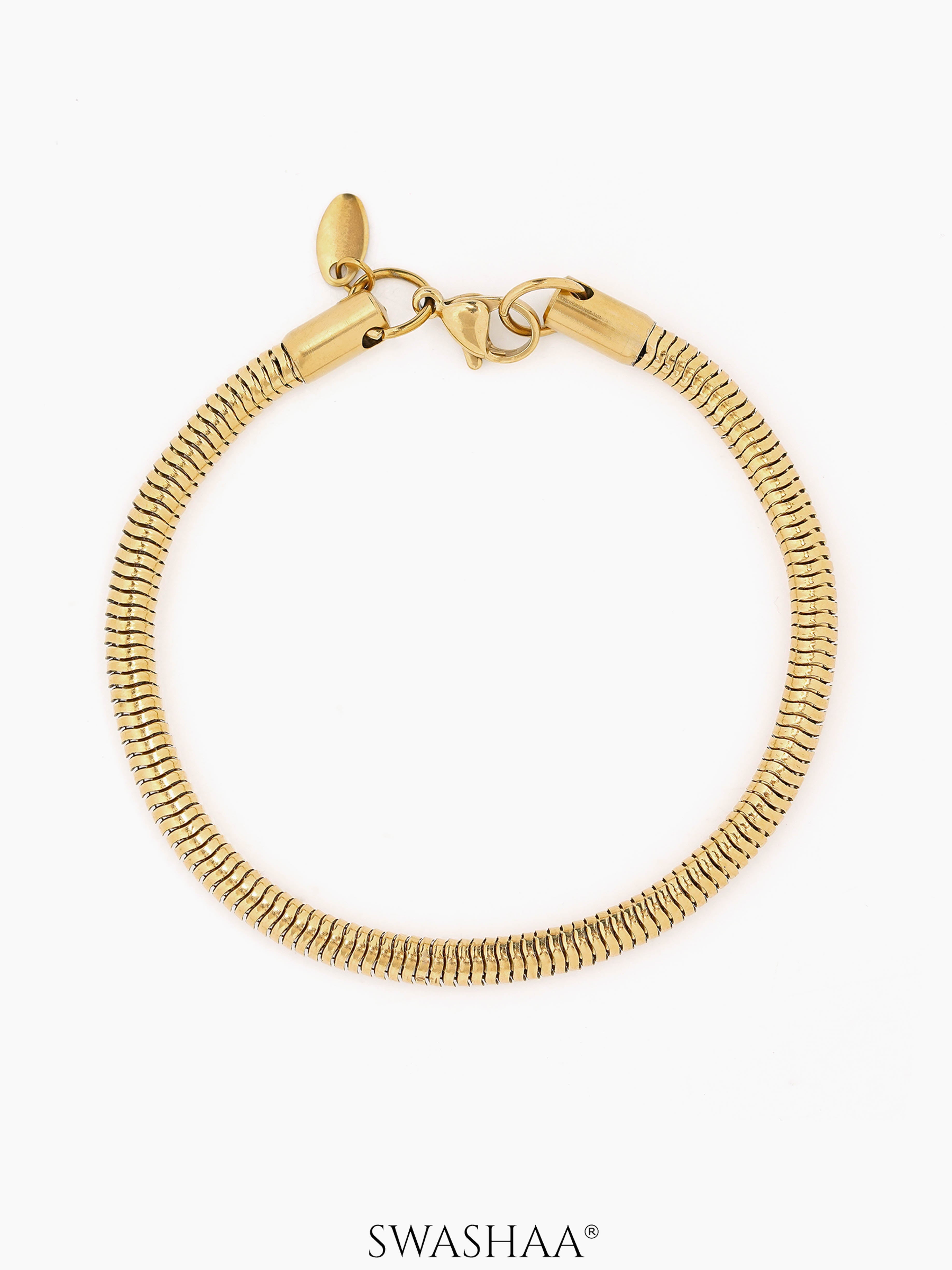 Round Rope Chain 4 MM Men's Bracelet 18K Gold Plated