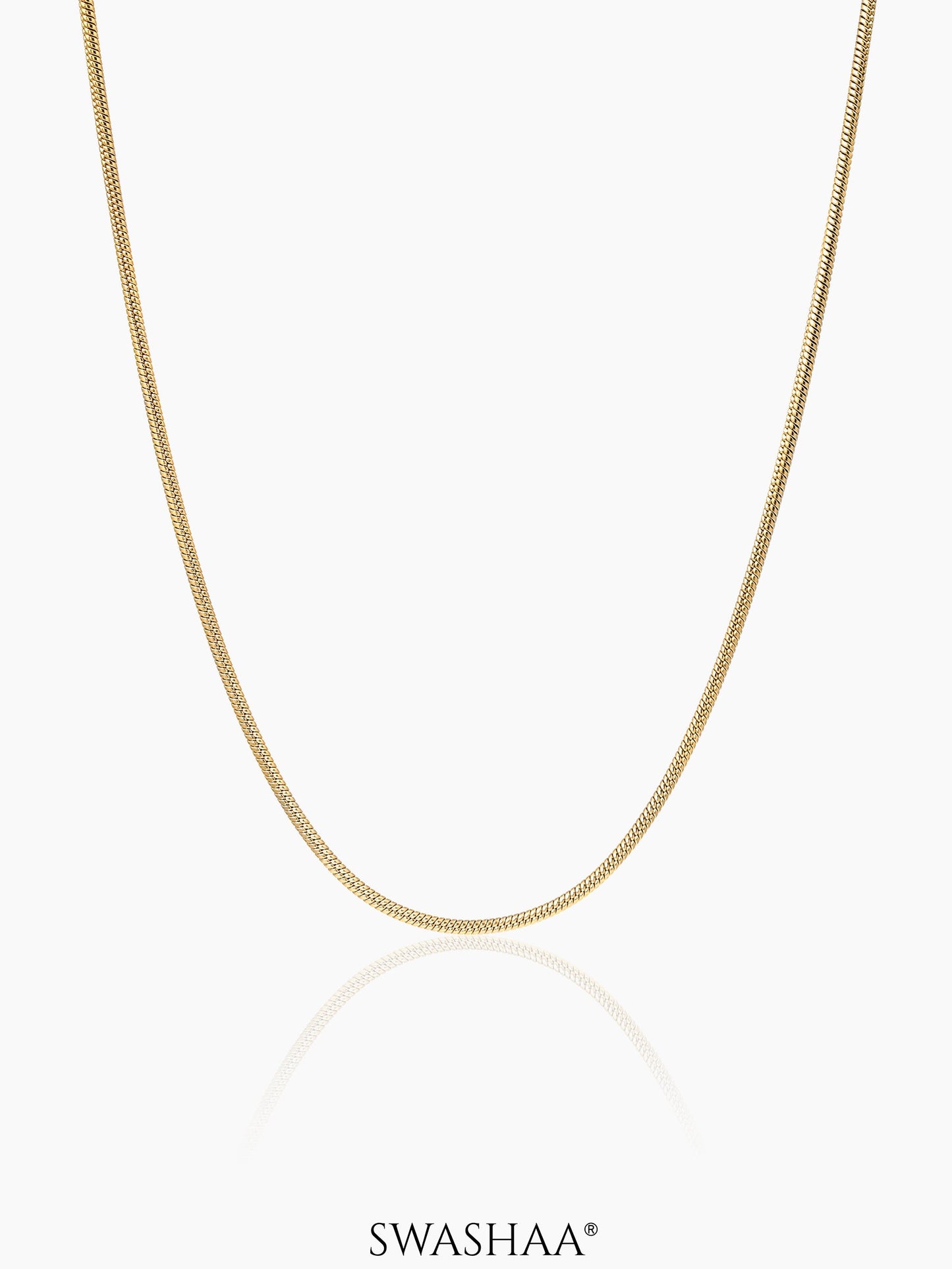 Round Snake 2 MM Men's Chain 18K Gold Plated
