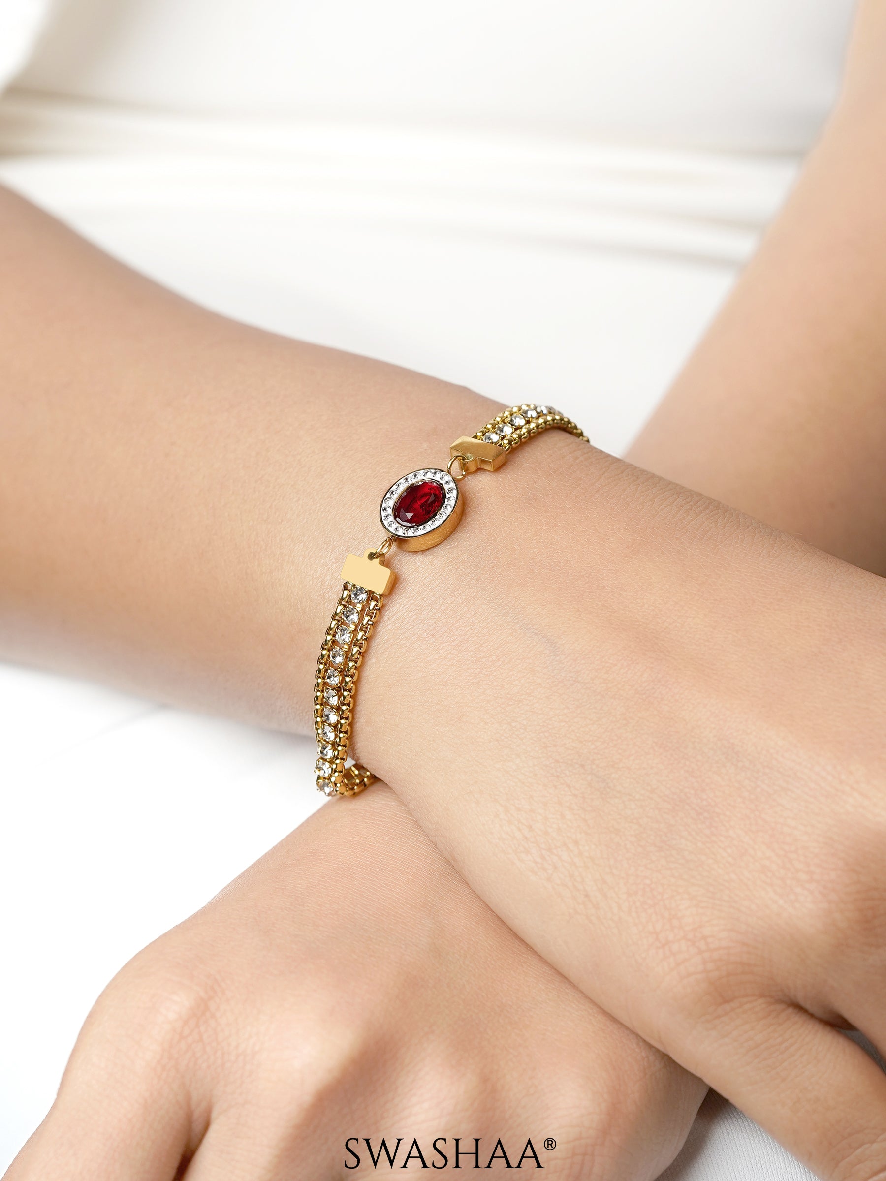 Ruby 18K Gold Plated Bracelet