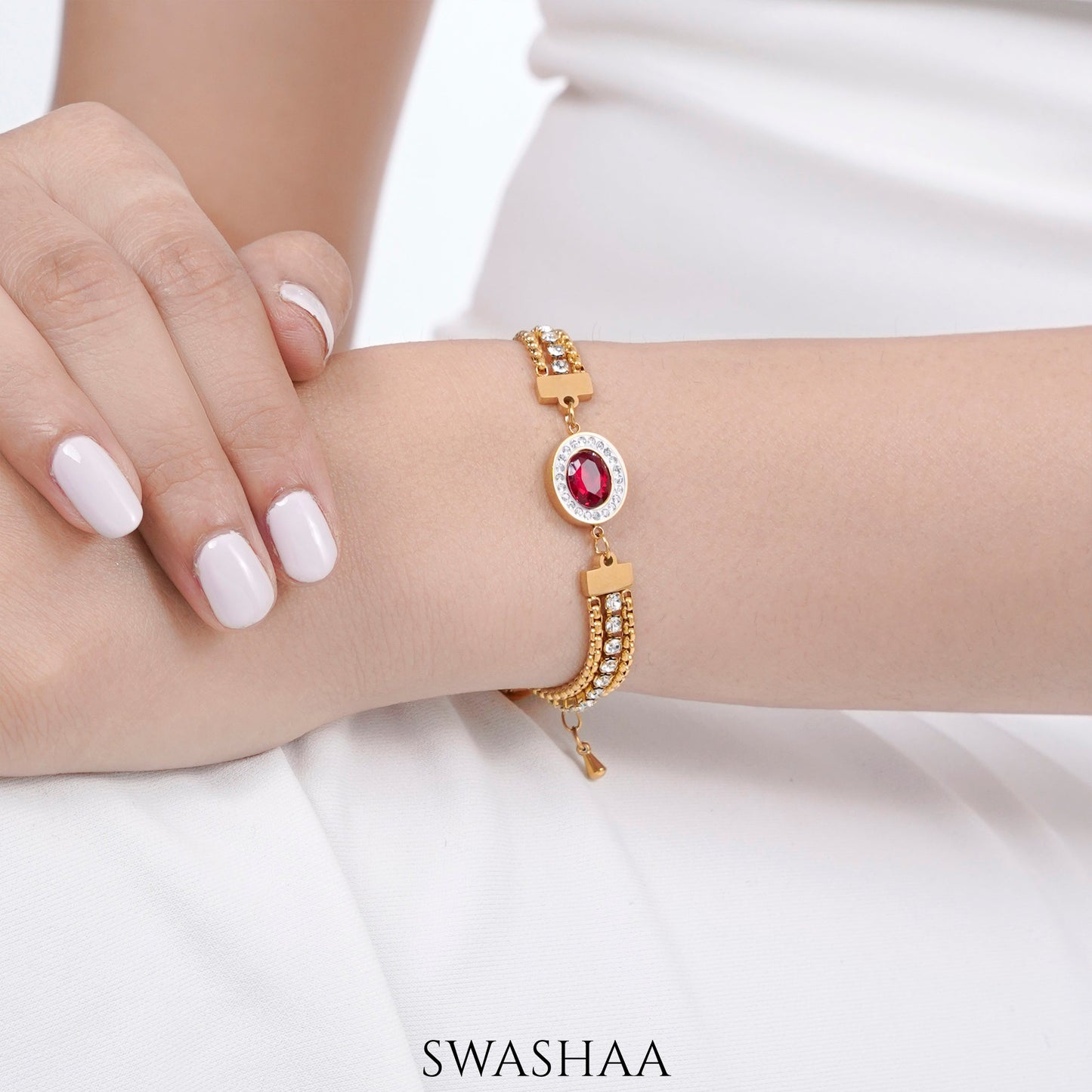 Ruby 18K Gold Plated Bracelet