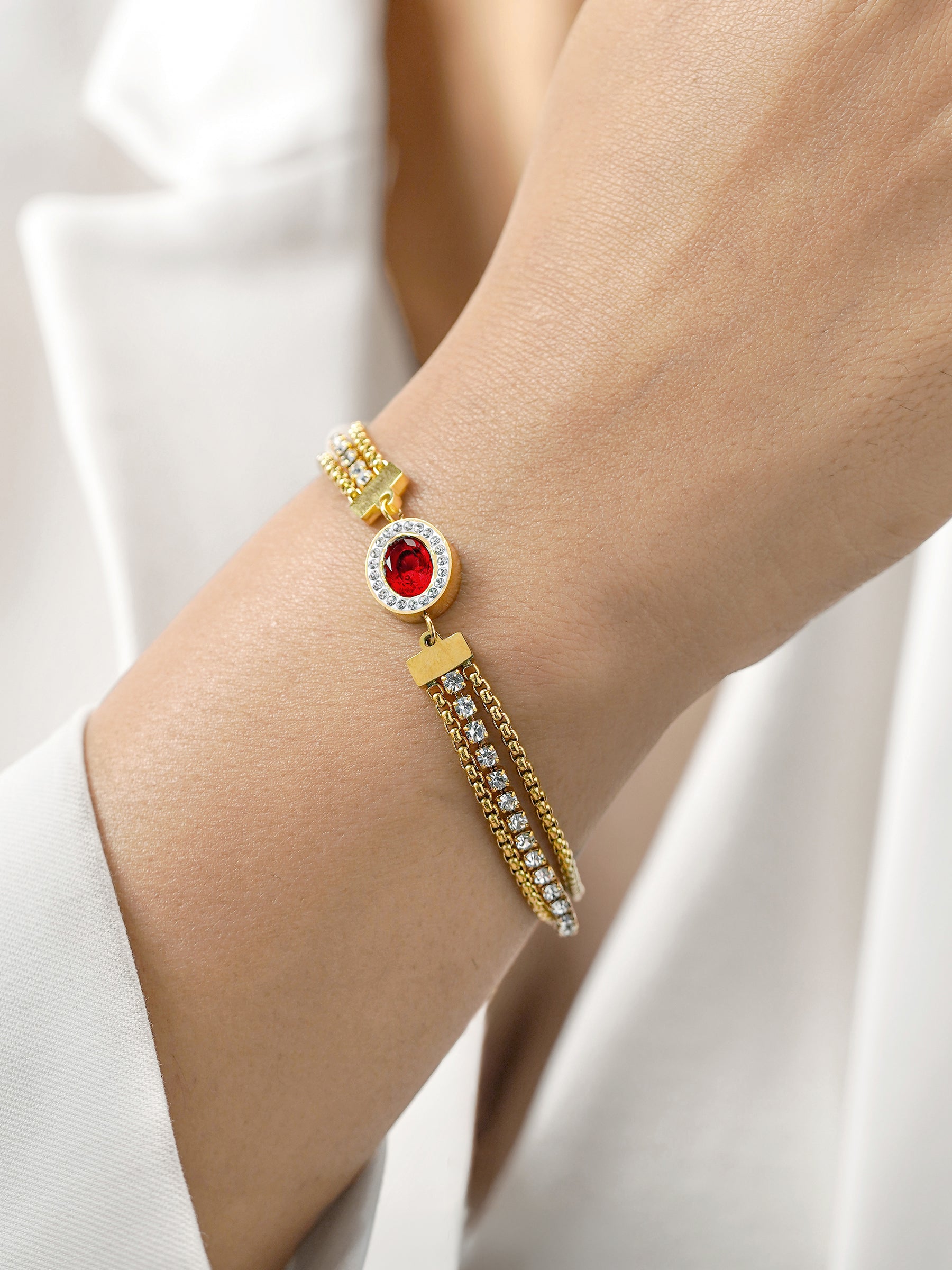 Ruby 18K Gold Plated Bracelet