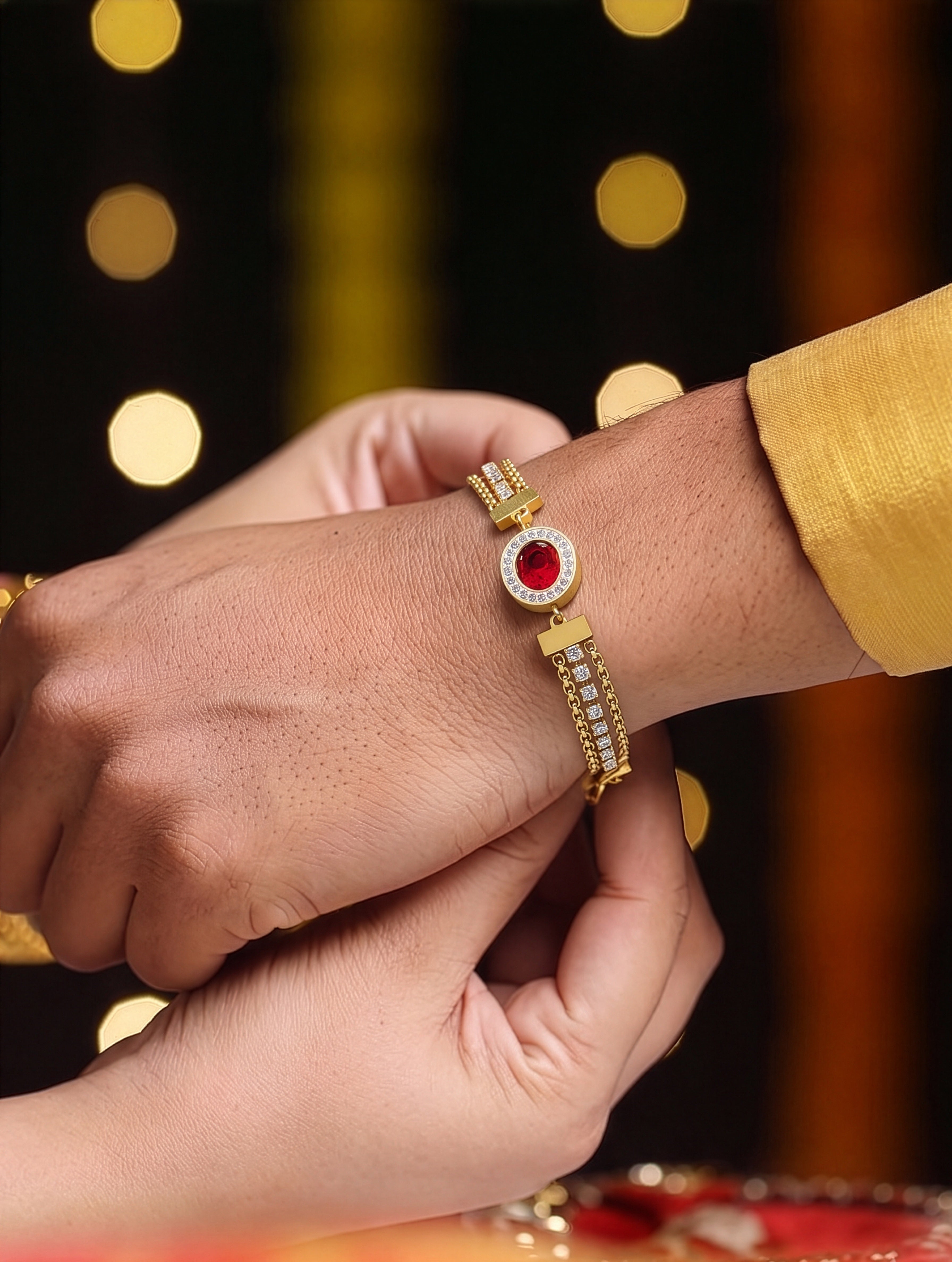 Ruby 18K Gold Plated Rakhi