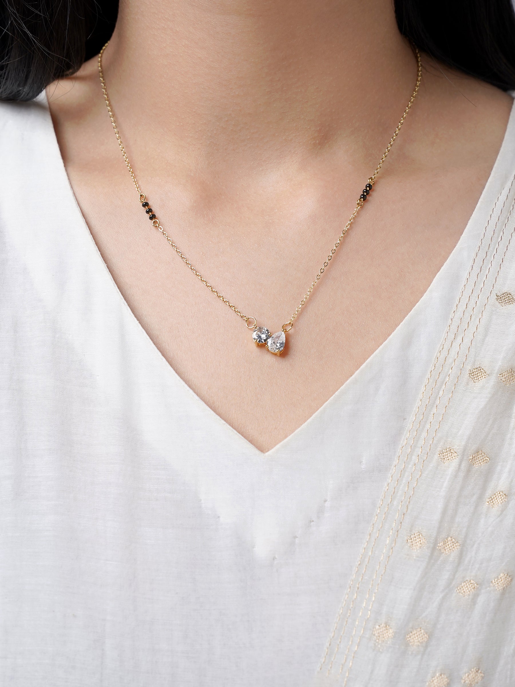 Saanvi Solitaire 18K Gold Plated Mangalsutra