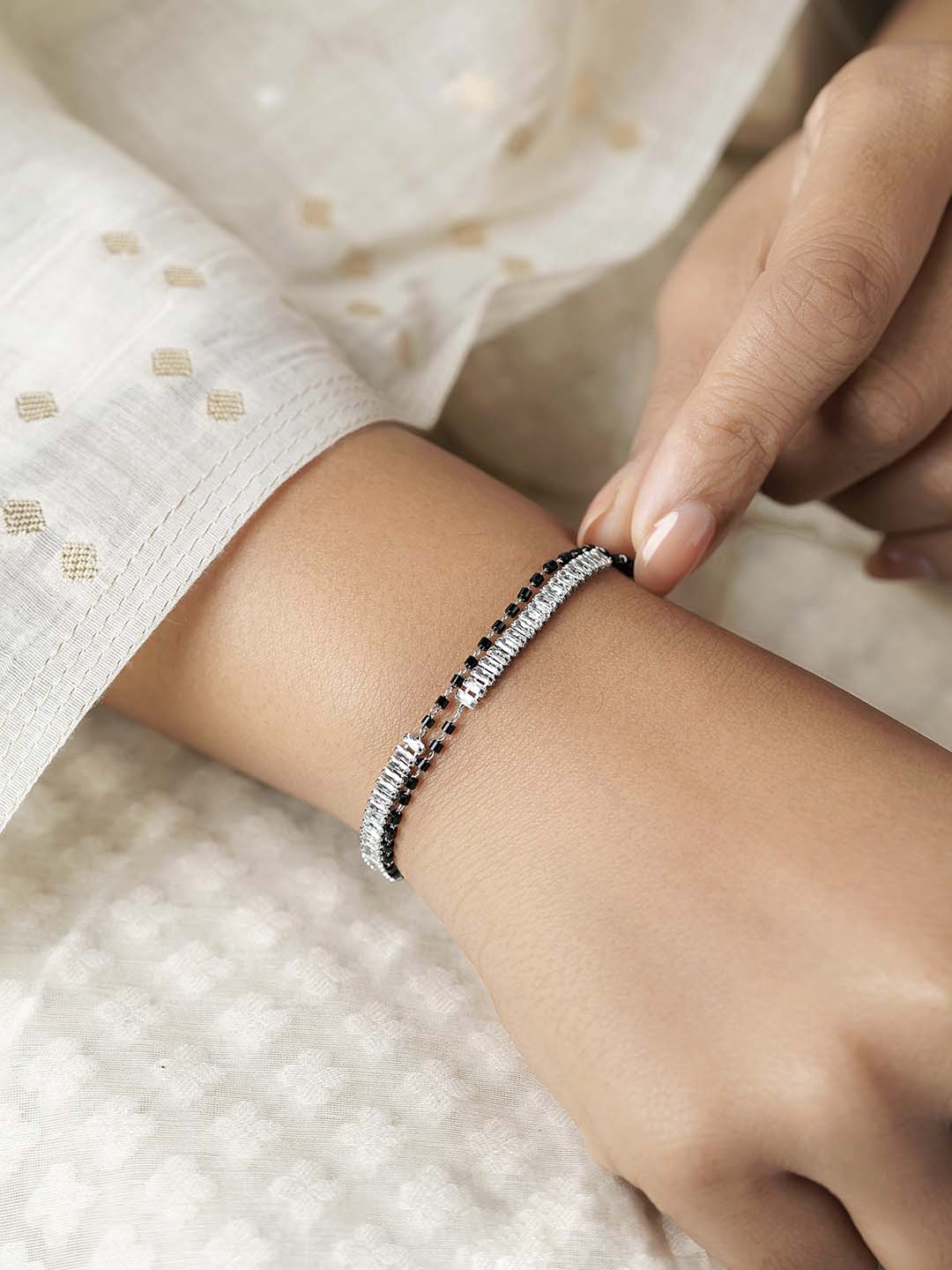 Samiha Baguette Diamond Mangalsutra Bracelet