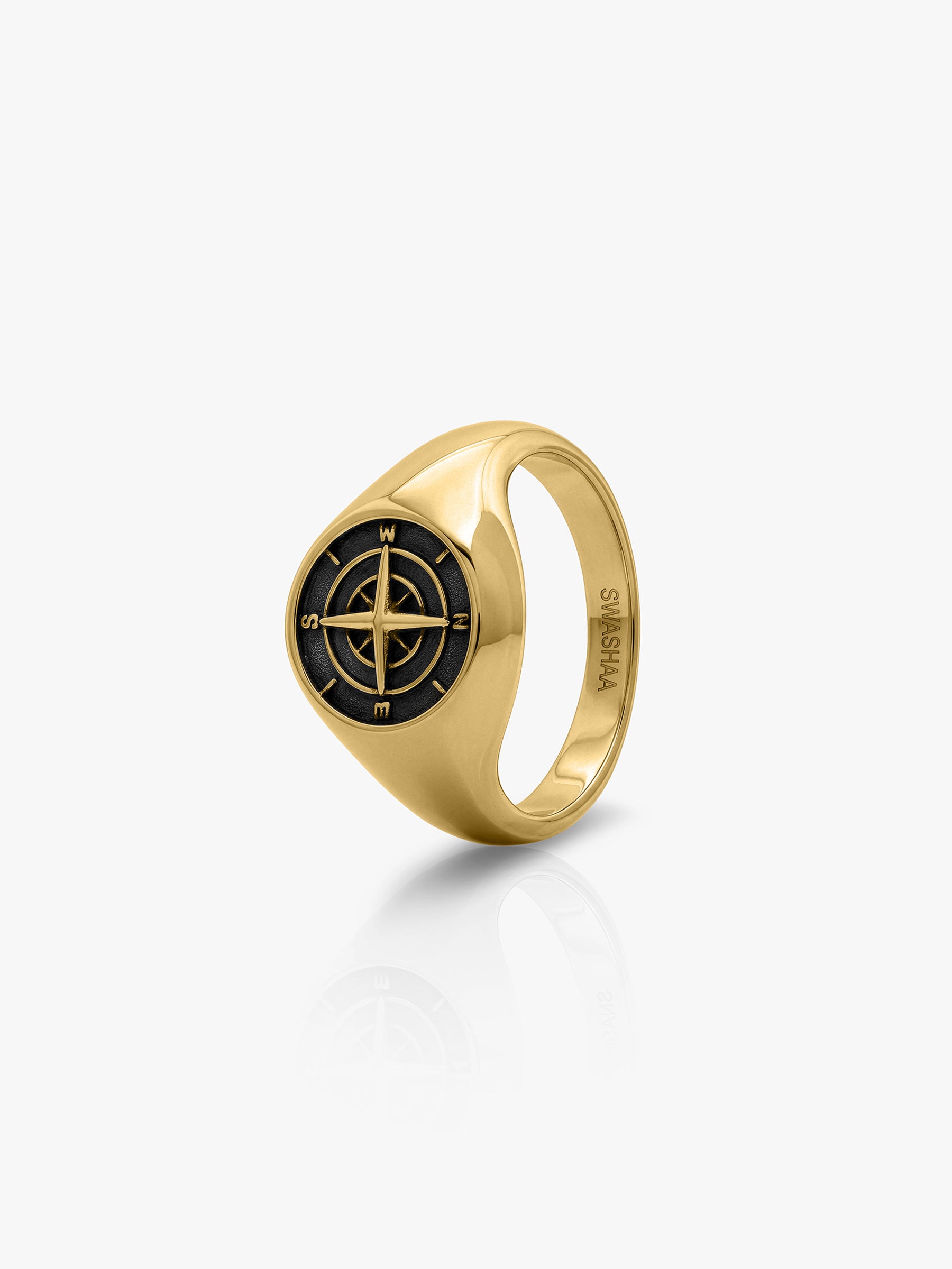 Saren Orbit 18K Gold Plated Signet Men's Rings Gold