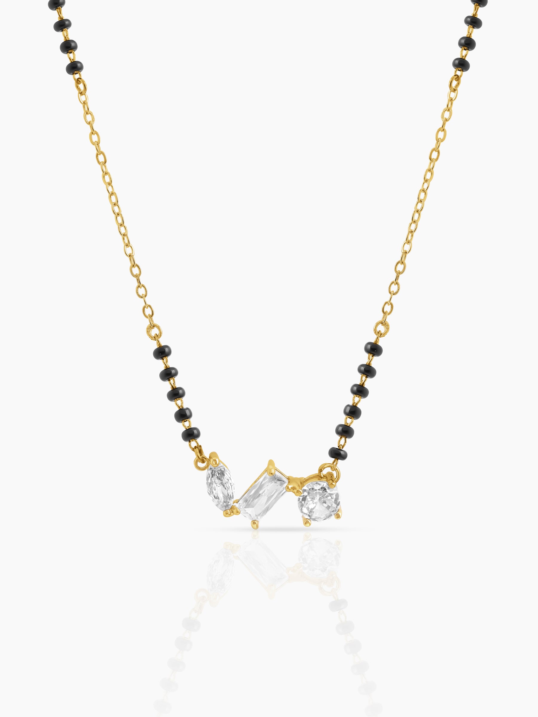 Sarika Trio Cluster Diamond 18K Gold Plated Mangalsutra Gold