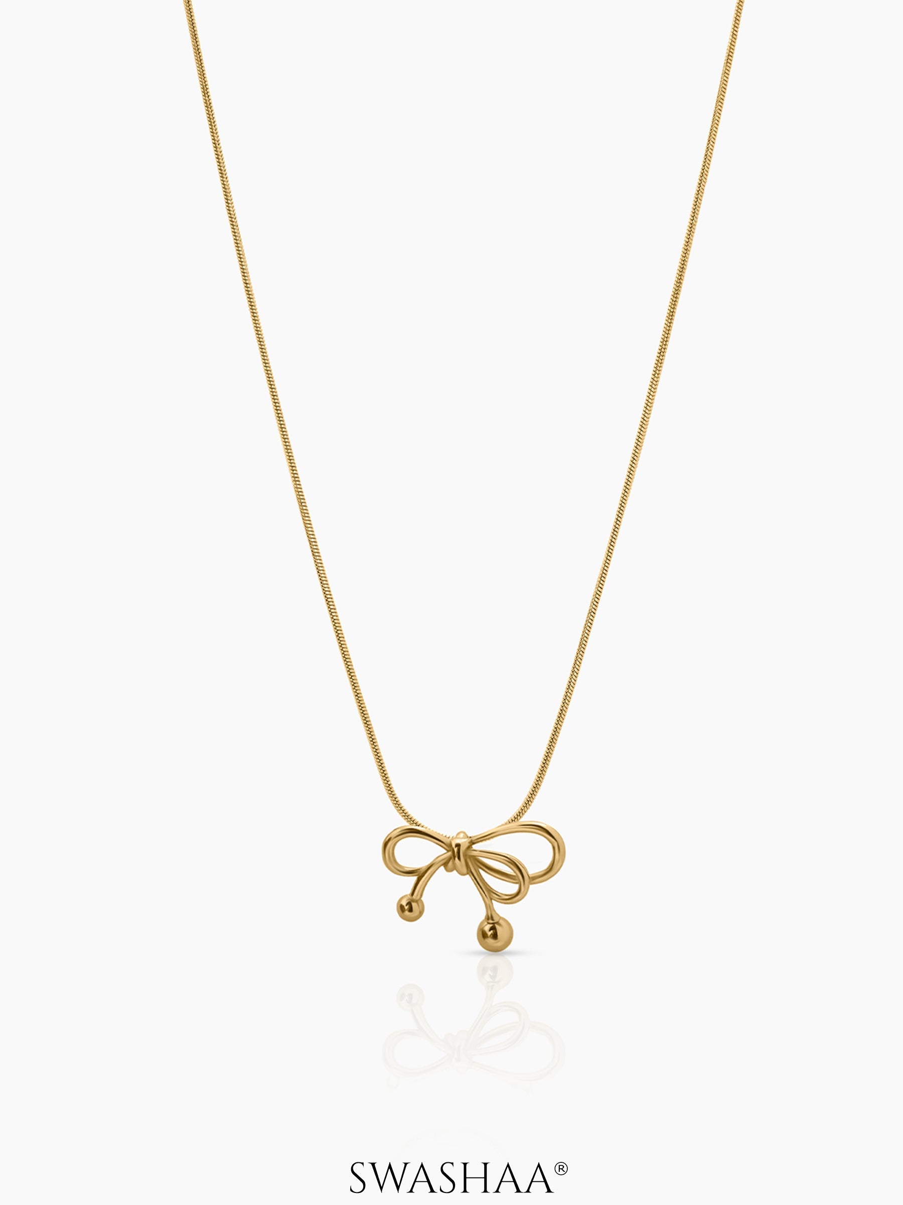 Selina Bow Charm Necklace 18K Gold Plated
