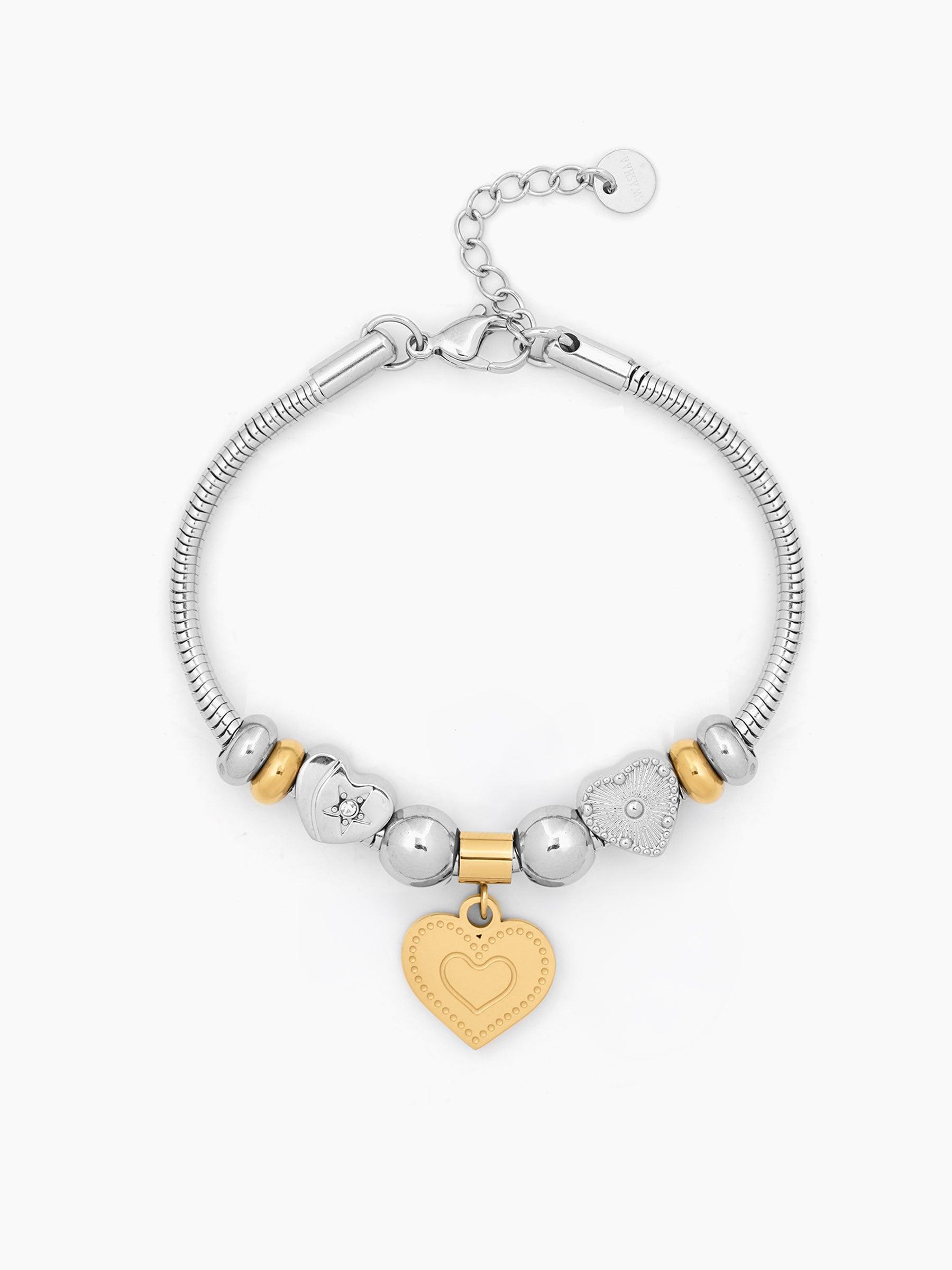 Selora Heart Bead Silver - 18K Gold Plated Women's Bracelet Silver - Gold
