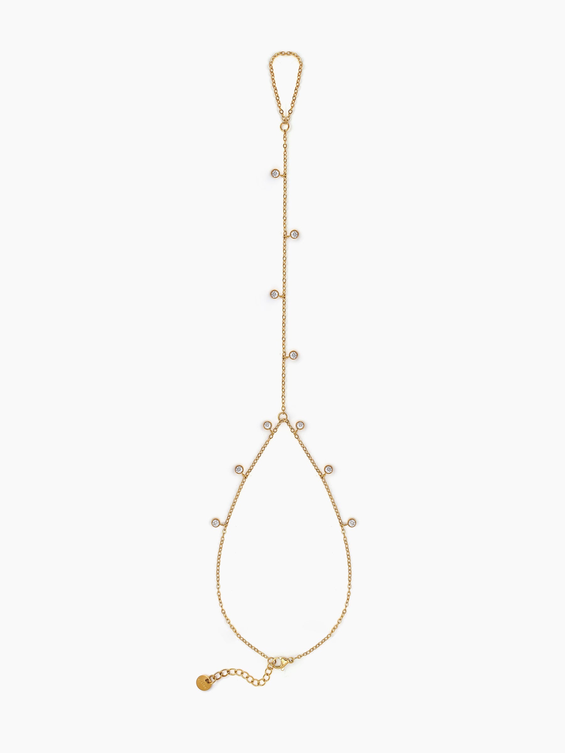 Selvya Diamond Drop 18K Gold Plated Ring Bracelet Gold