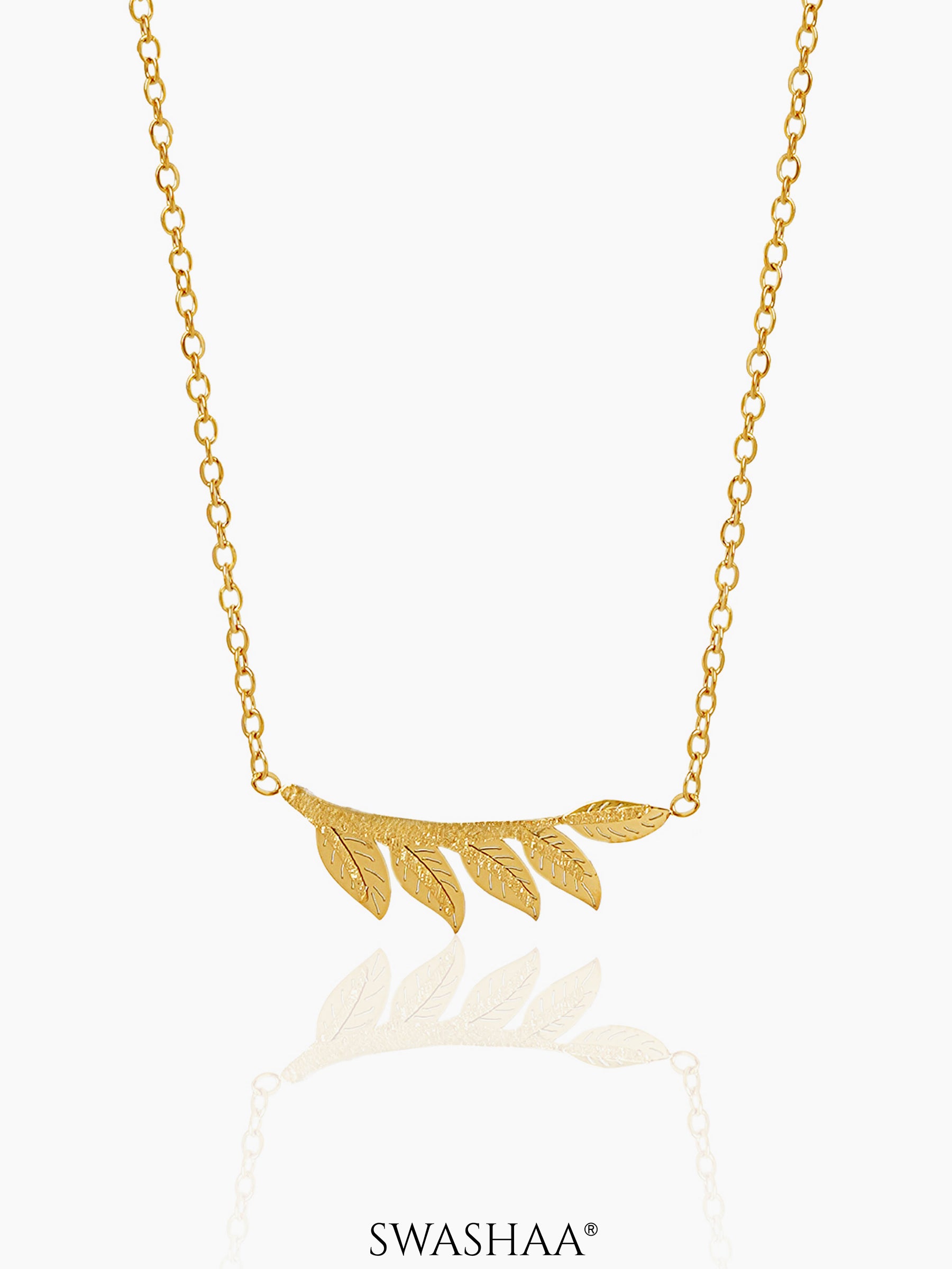 Shalakha Leaf 18K Gold Plated Necklace Gold